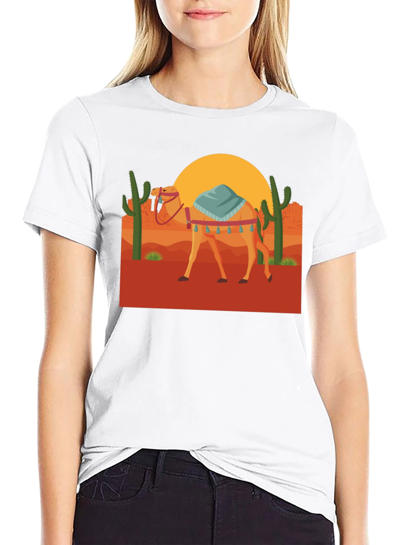 Black Desert Camel Graphic Tee - Unisex Black T-Shirt view 9