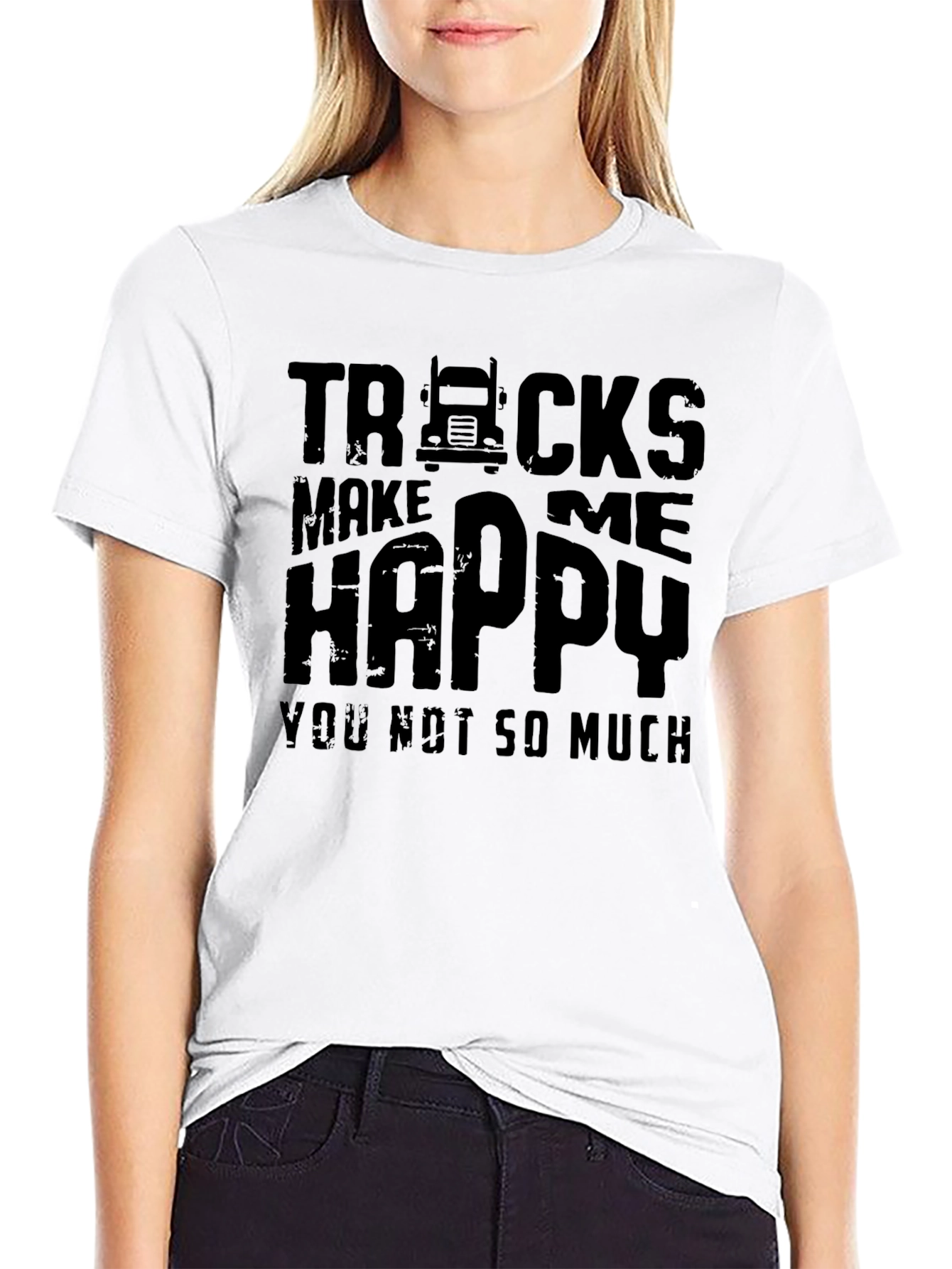 Black Trucks Make Me Happy Graphic Tee view 9