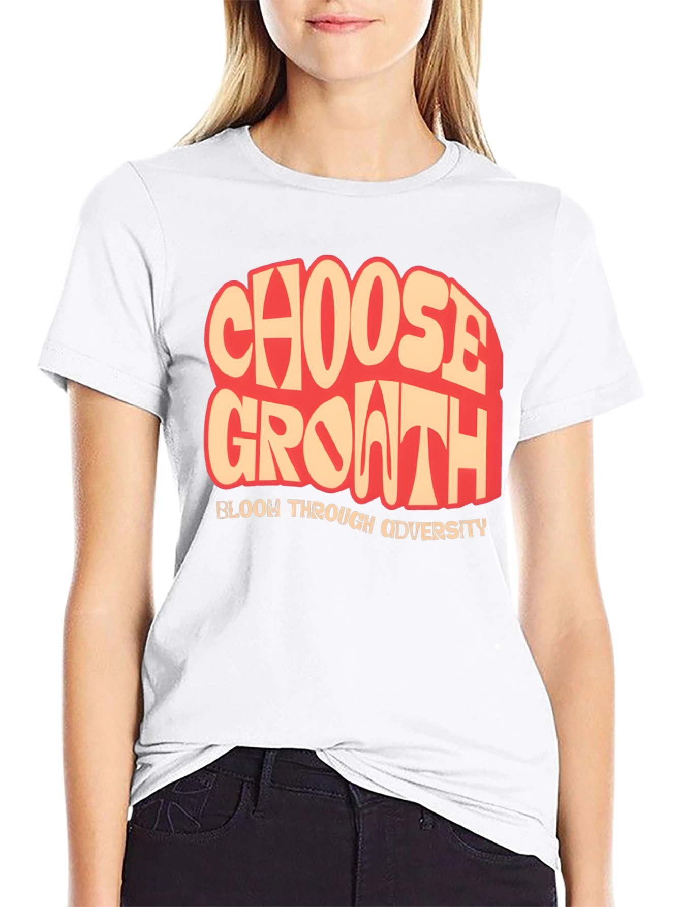 Black Choose Growth T-Shirt: Bloom Through Adversity, Black view 9