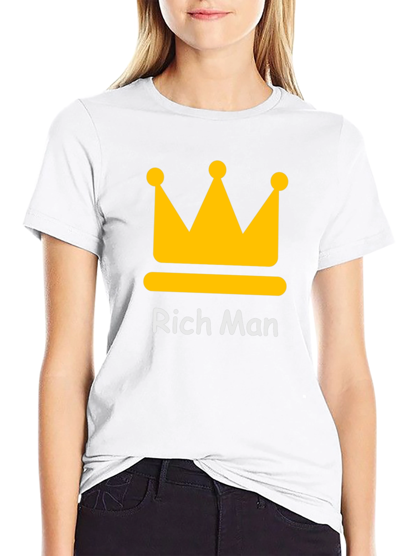 Black Rich Man Crown Graphic Tee - Black Crew Neck T-Shirt view 9