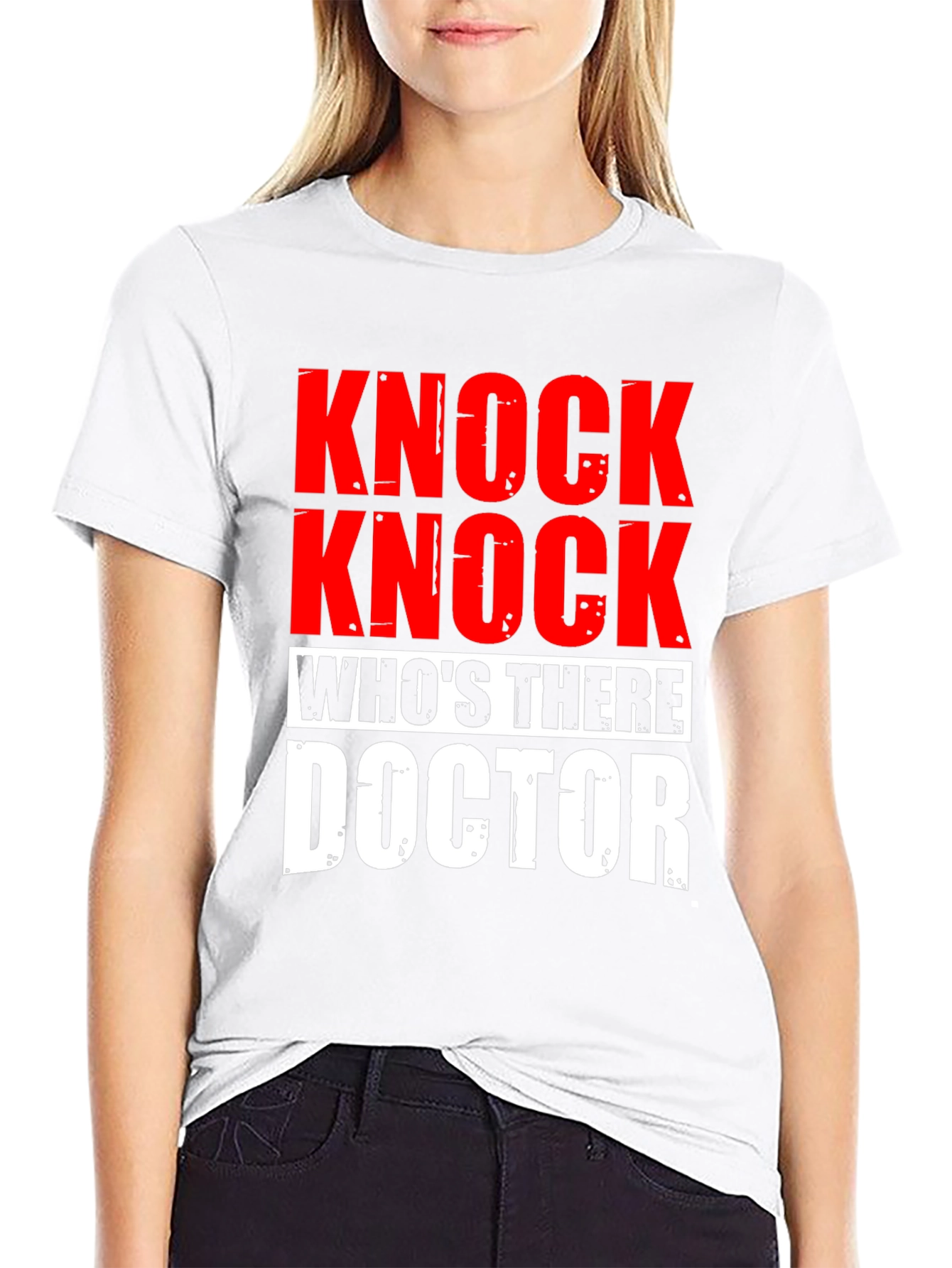 Black Knock Knock Doctor T-Shirt - Humorous Joke Tee view 9