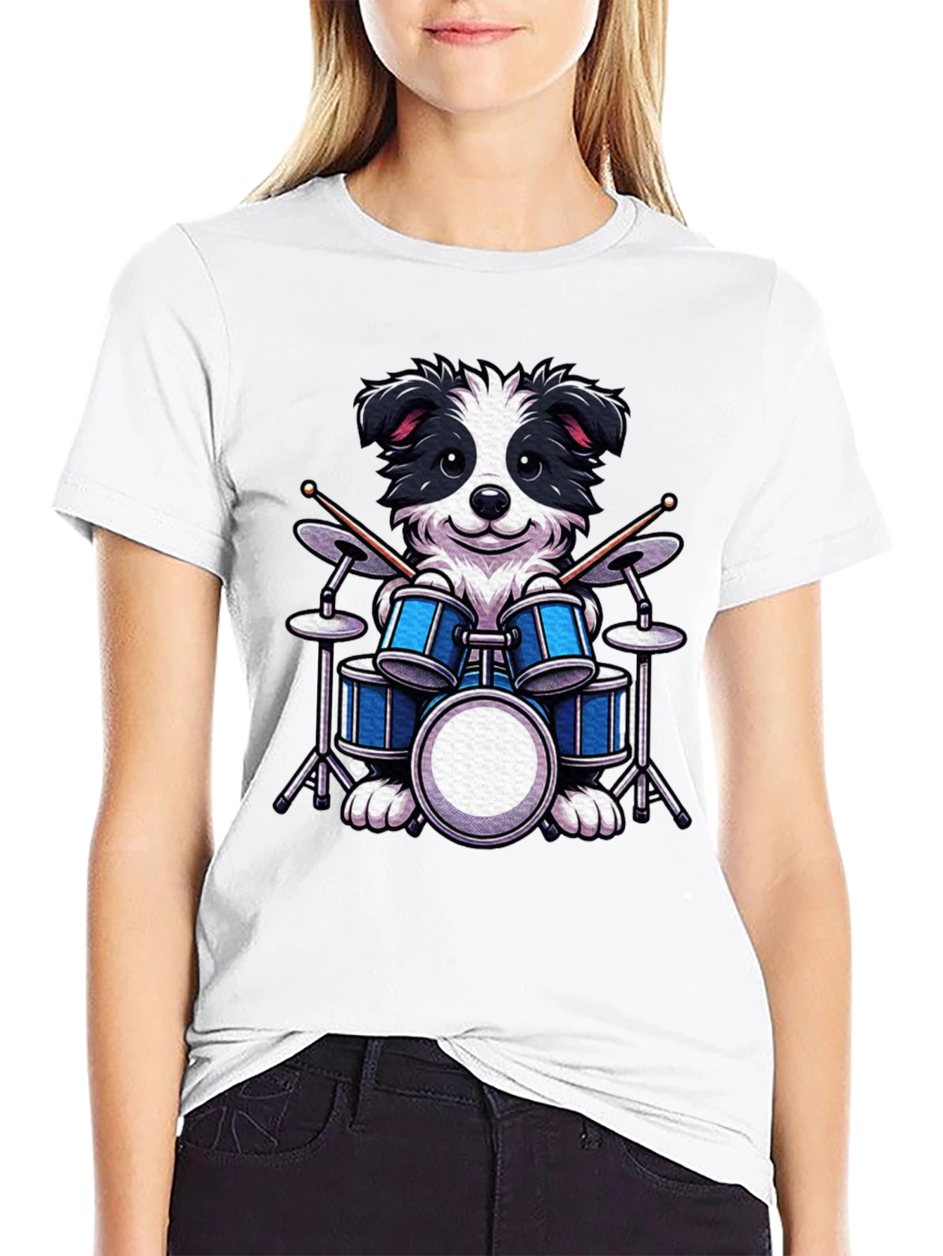 Black Drummer Dog T-Shirt - Black view 9