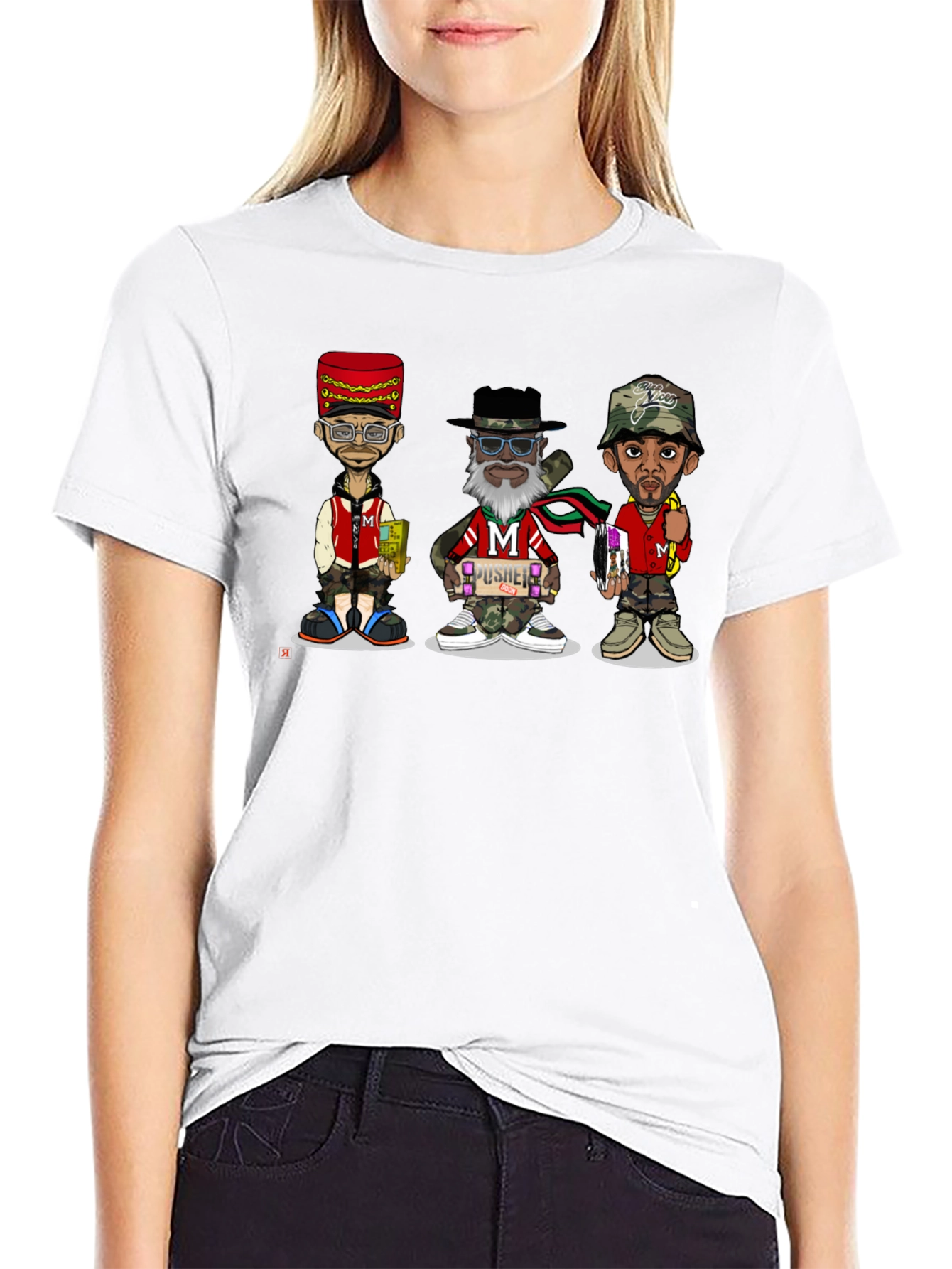 Black Stylish Cartoon Character Graphic T-Shirt view 9
