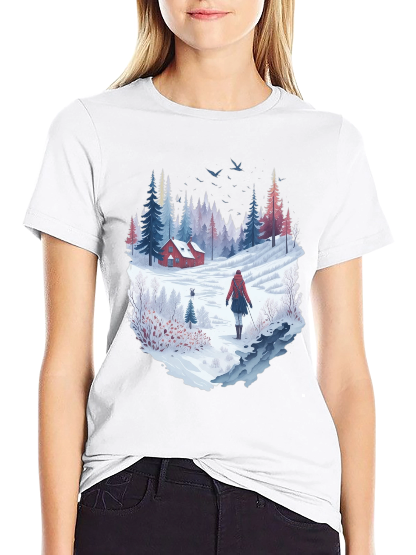 Black Winter Cabin T-Shirt view 9