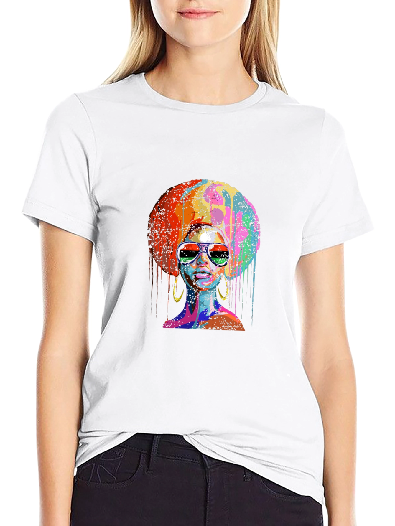 Black Afro Woman Graphic Tee - Vivid Colors view 9