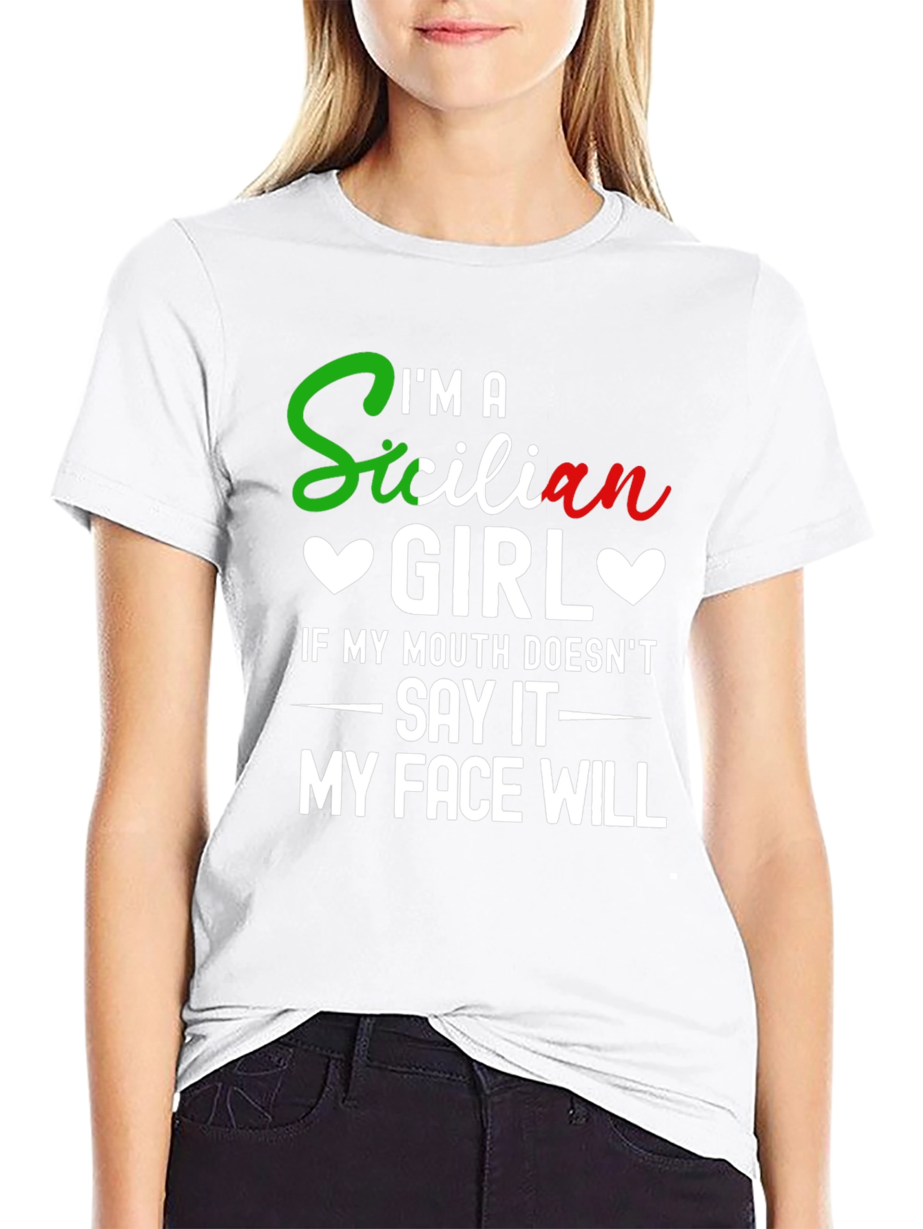 Black I'm a Sicilian Girl Funny T-Shirt view 9
