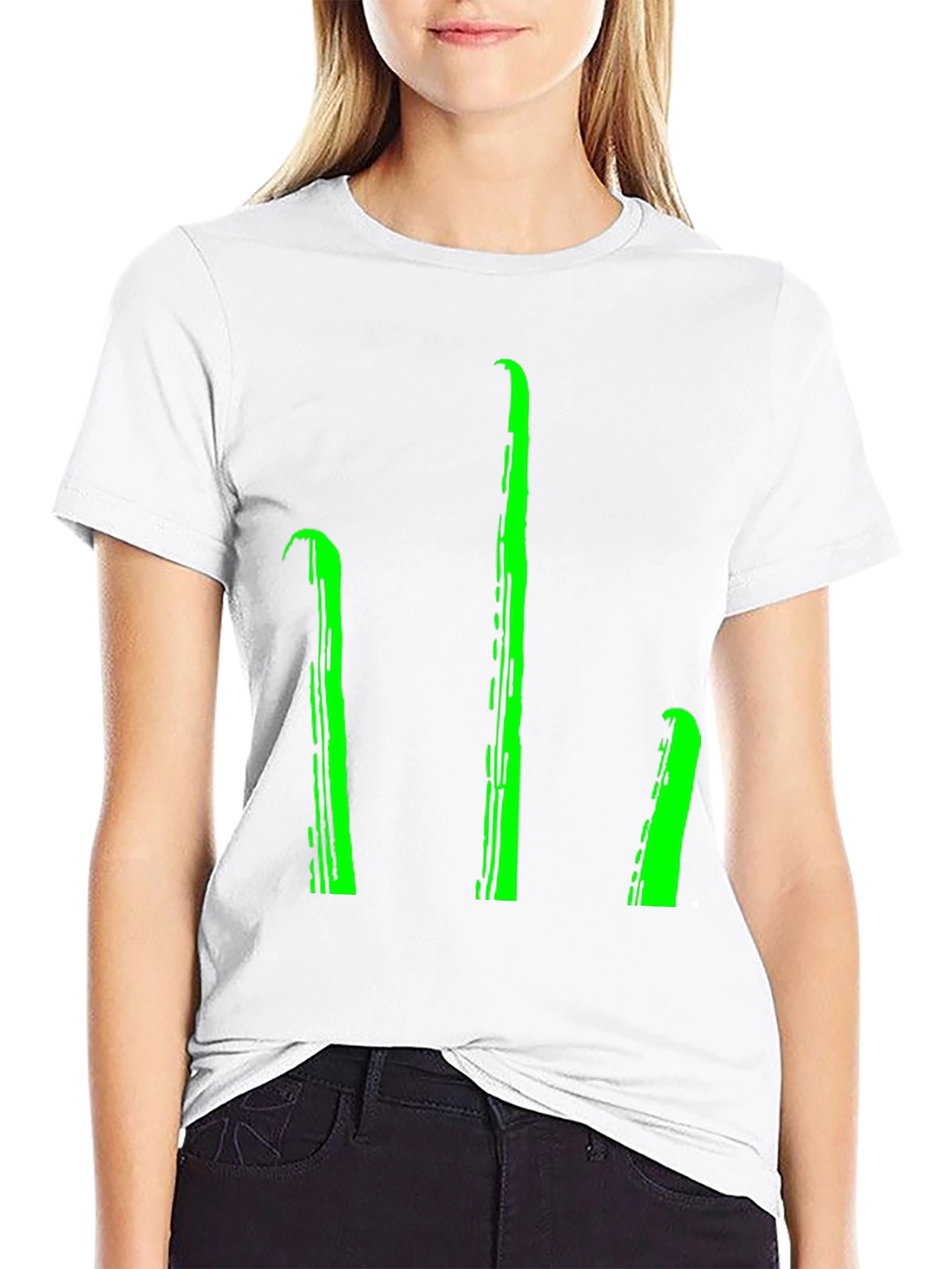 Black Men's Black T-Shirt with Green Stylized Trident Design view 9