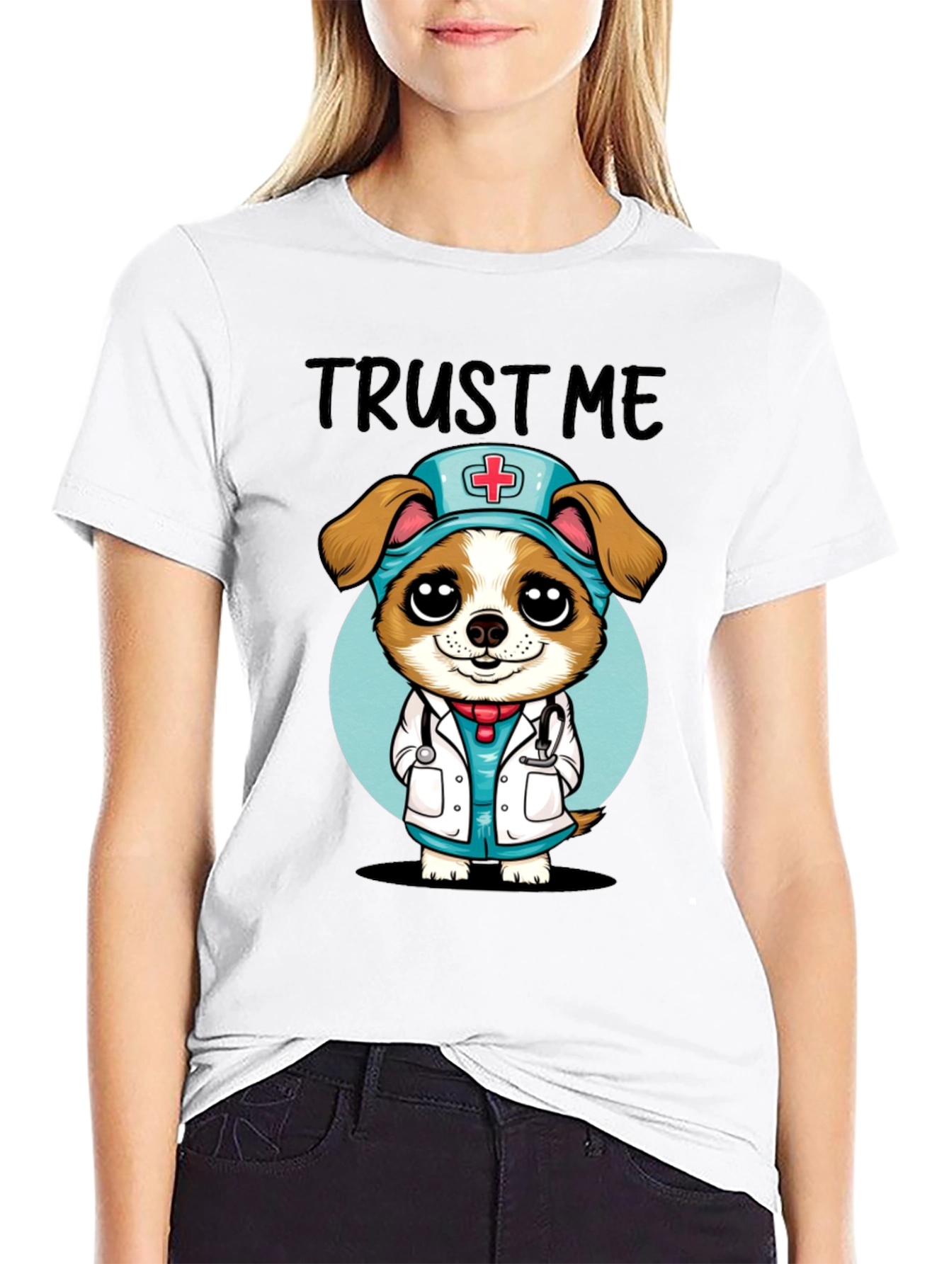 Black Trust Me, I'm a Dog-tor! Novelty T-Shirt view 9