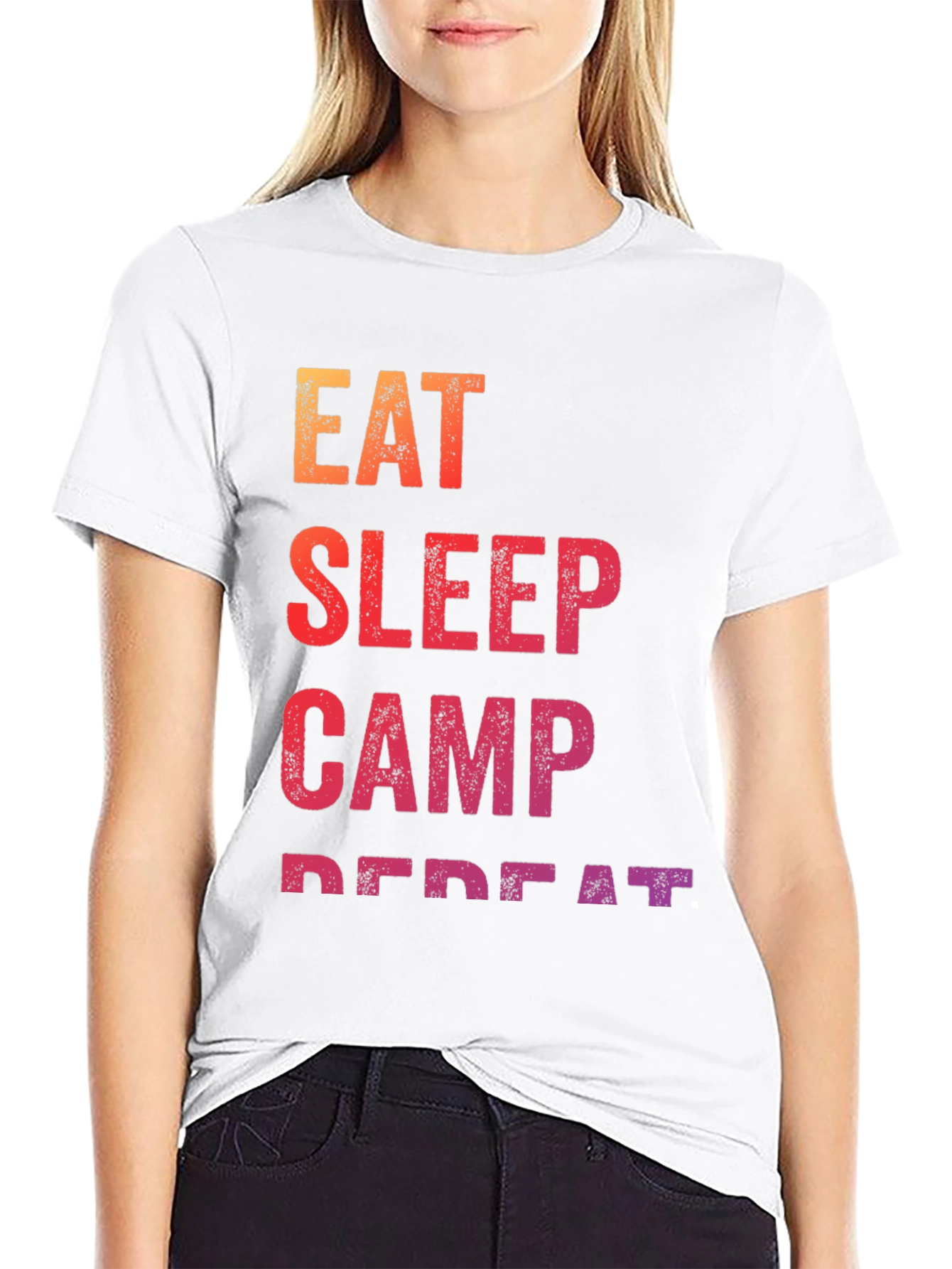 Black Eat Sleep Camp Repeat Graphic Tee view 9