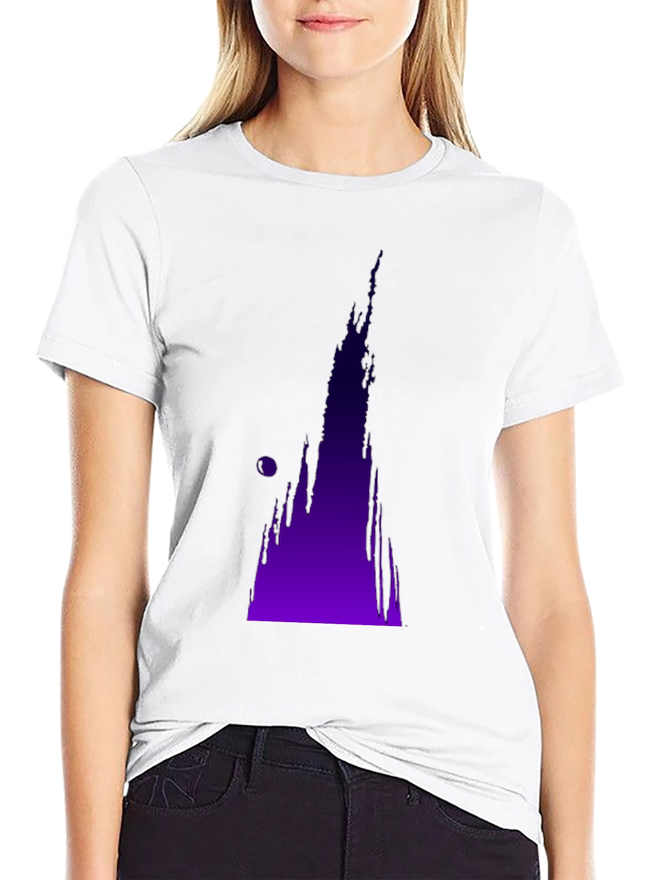 Black Abstract Purple Drip Design Black T-Shirt view 9