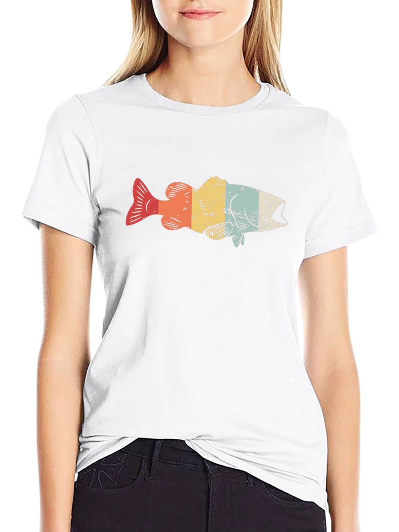 Black Retro Fish Graphic T-Shirt - Vintage Style Design view 9