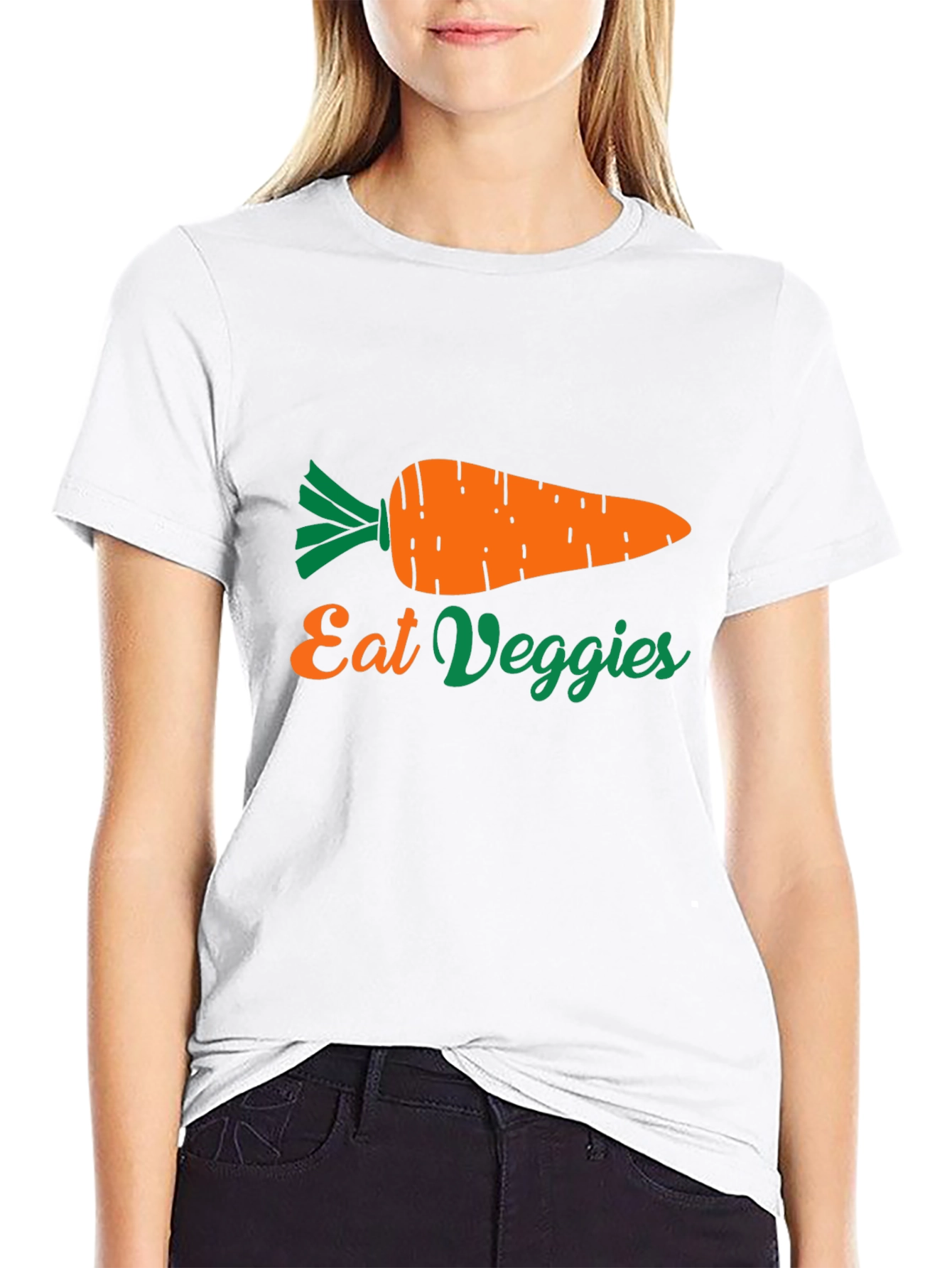 Black Eat Veggies Carrot Graphic Tee - Unisex view 9