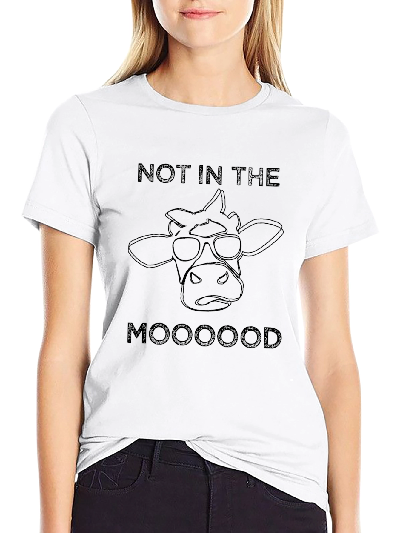 Black Not In The Mooooood Cow Graphic T-Shirt view 9