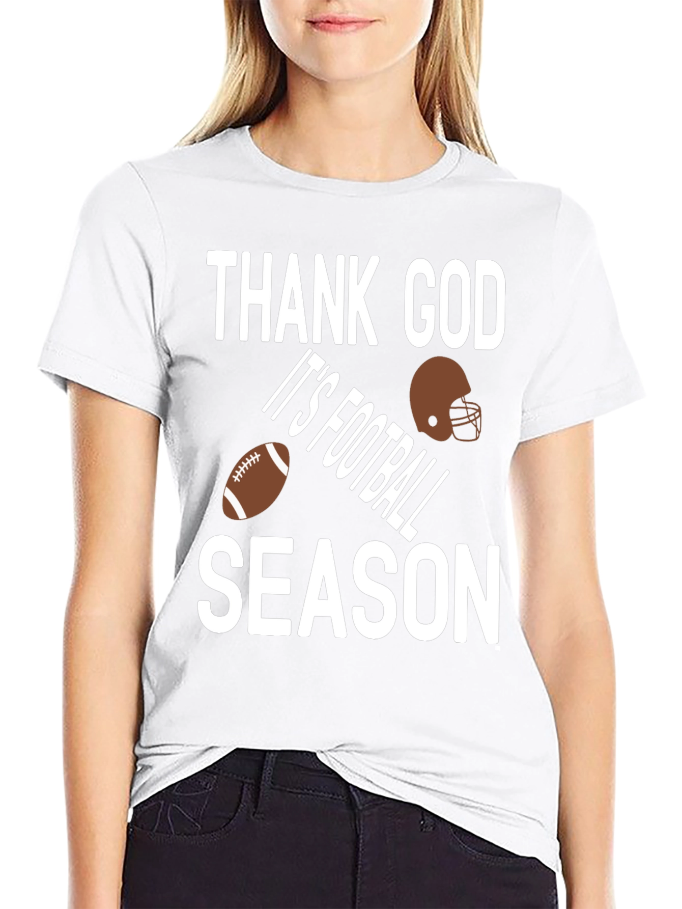 Black Thank God It's Football Season T-Shirt view 9