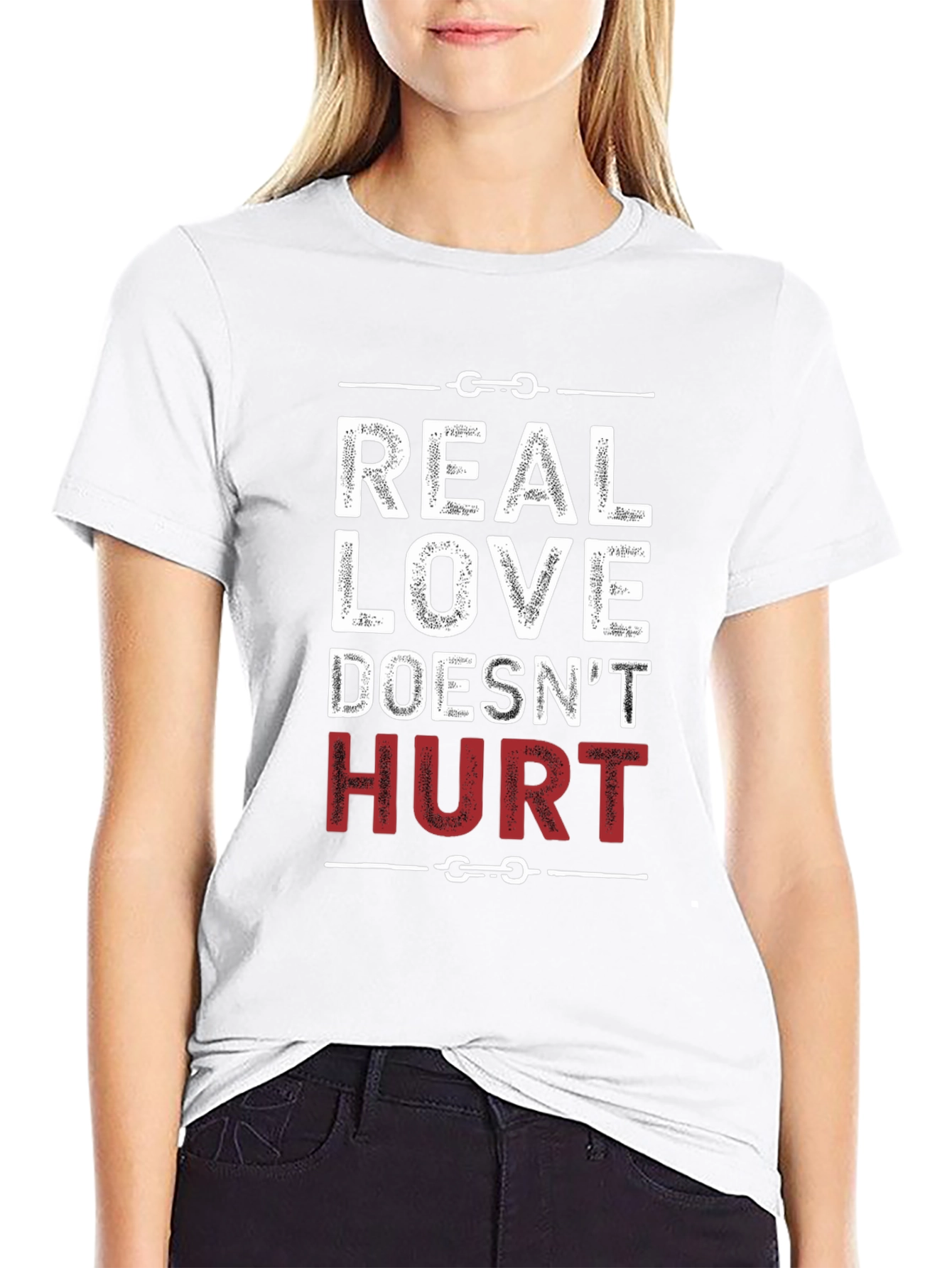 Black Real Love Doesn't Hurt Graphic T-Shirt view 9