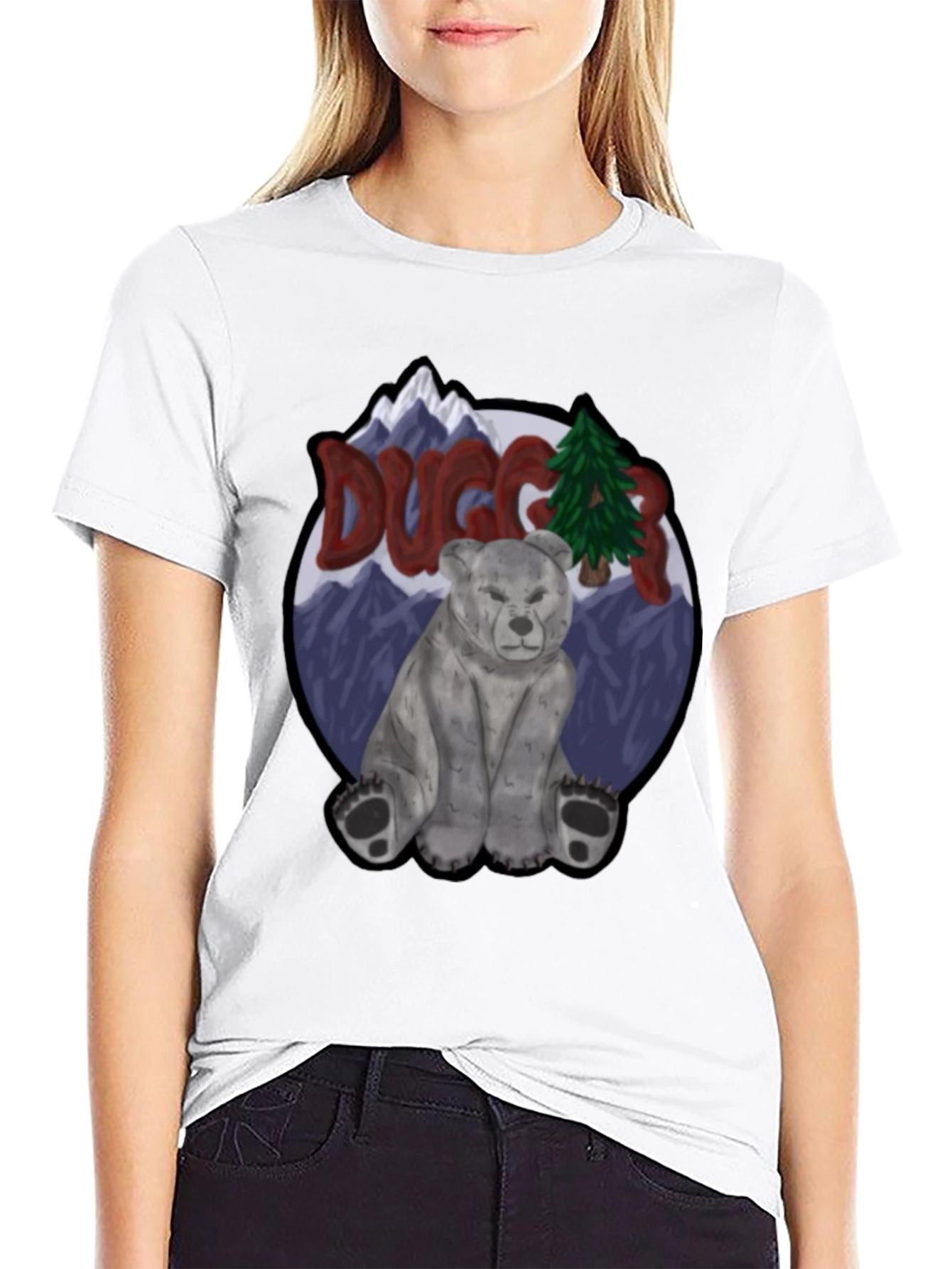 Black Duggar Bear Graphic Tee - Mountain Scene view 9