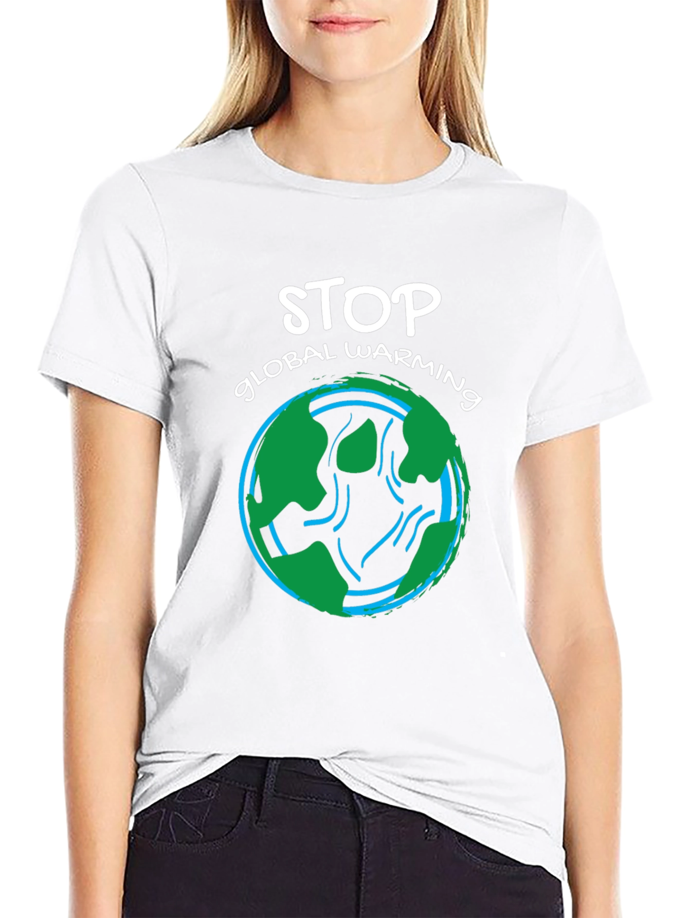 Black Stop Global Warming Graphic T-Shirt view 9