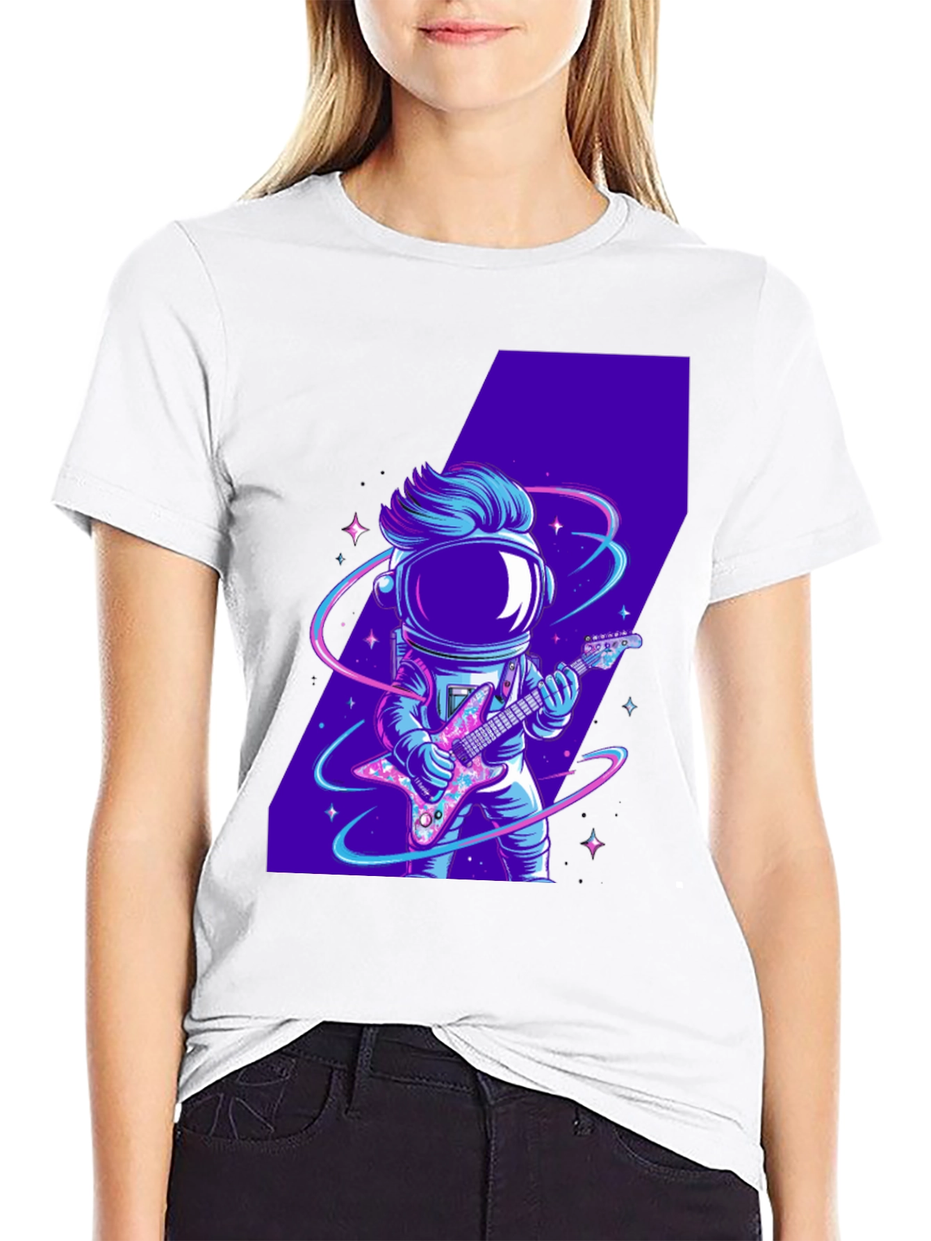 Black Astronaut Guitarist Graphic Tee view 9