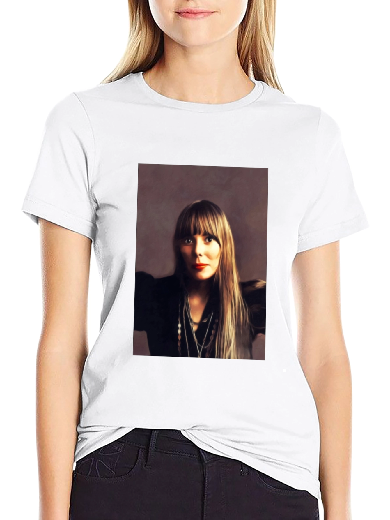Black Joni Mitchell Portrait Black T-Shirt view 9