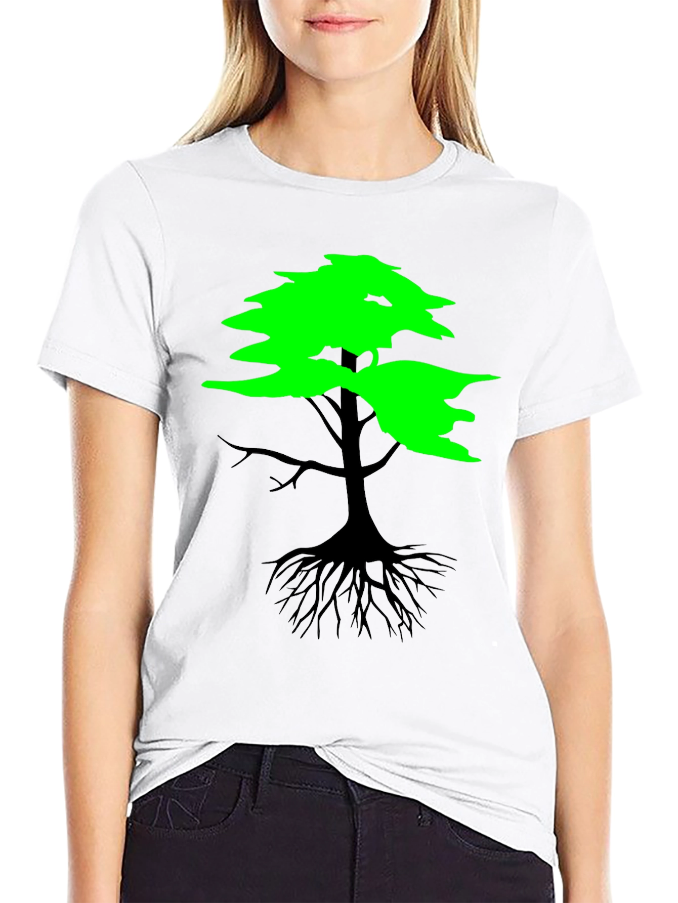 Black Nature Inspired Tree Graphic T-Shirt view 9