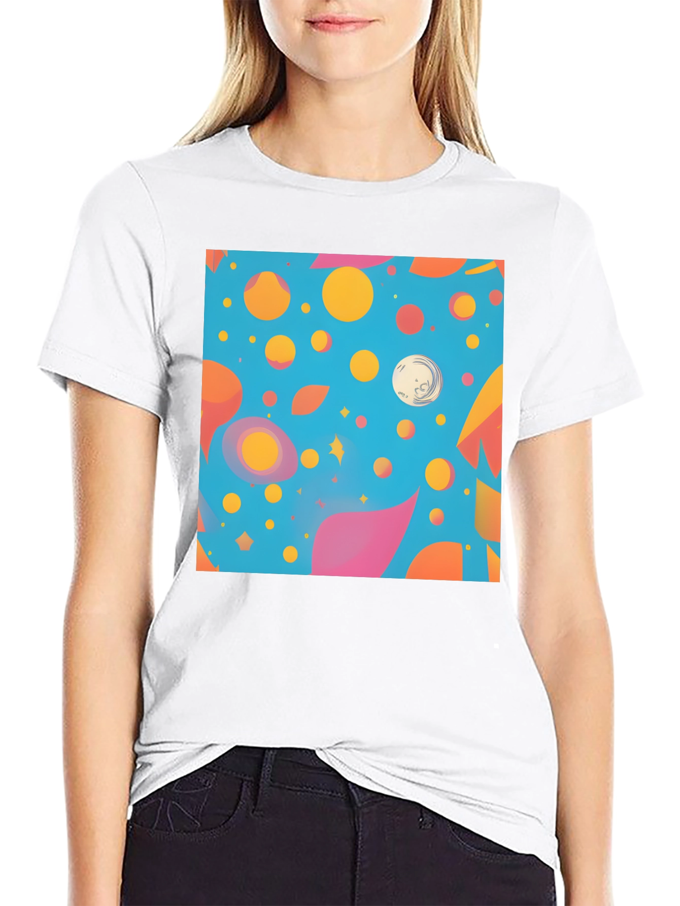 Black Funky Pattern T-Shirt: Colorful Abstract Design view 9