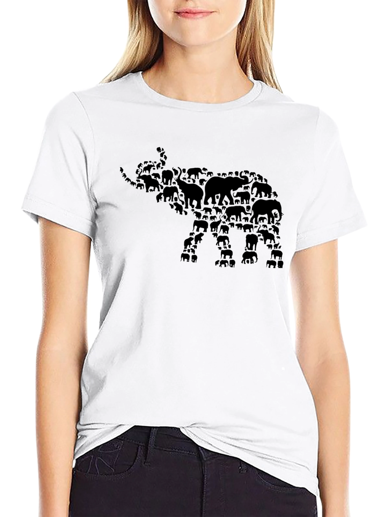 Black Elephant Silhouette Graphic Tee - Black view 9