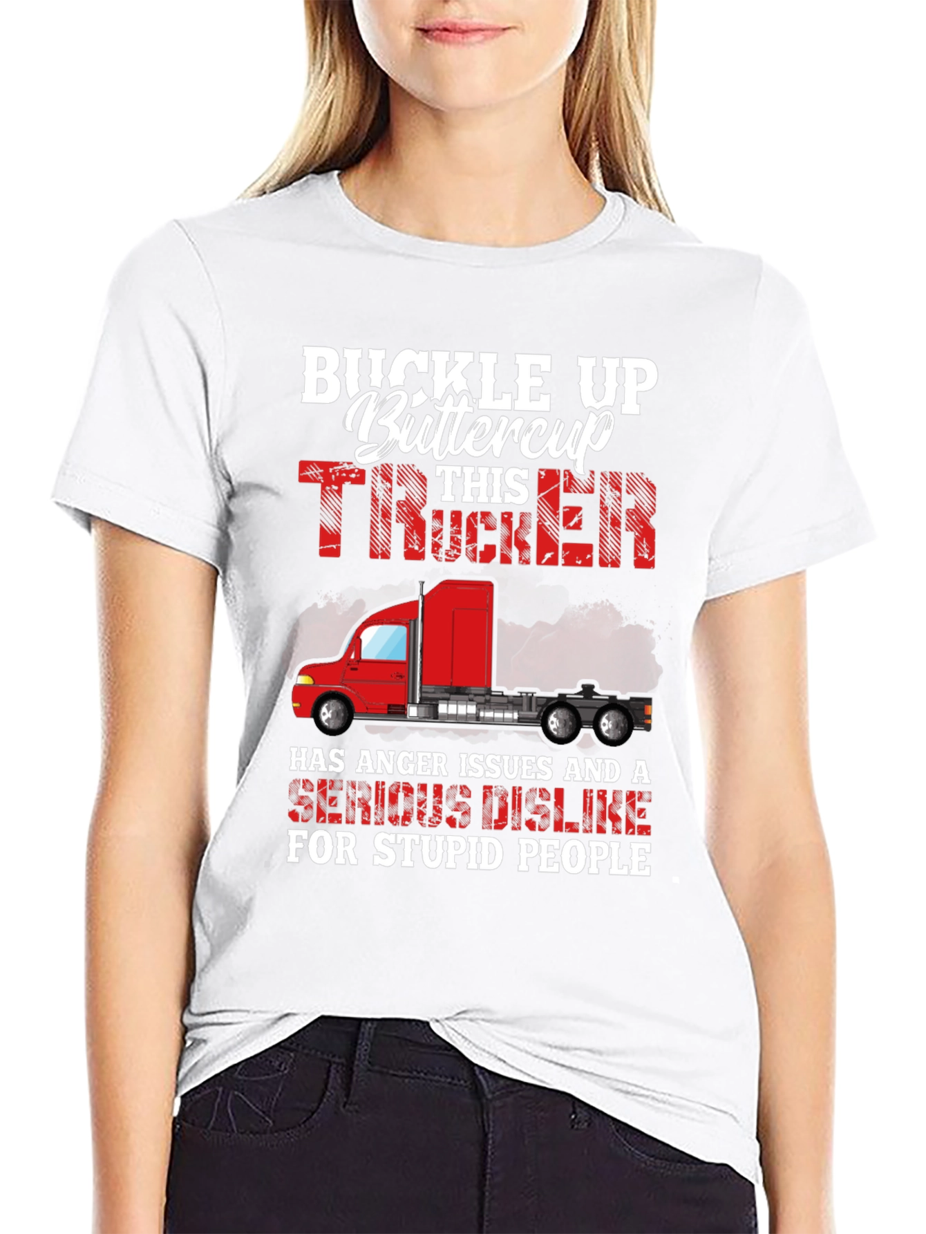 Black Buckle Up Trucker Graphic Tee view 9