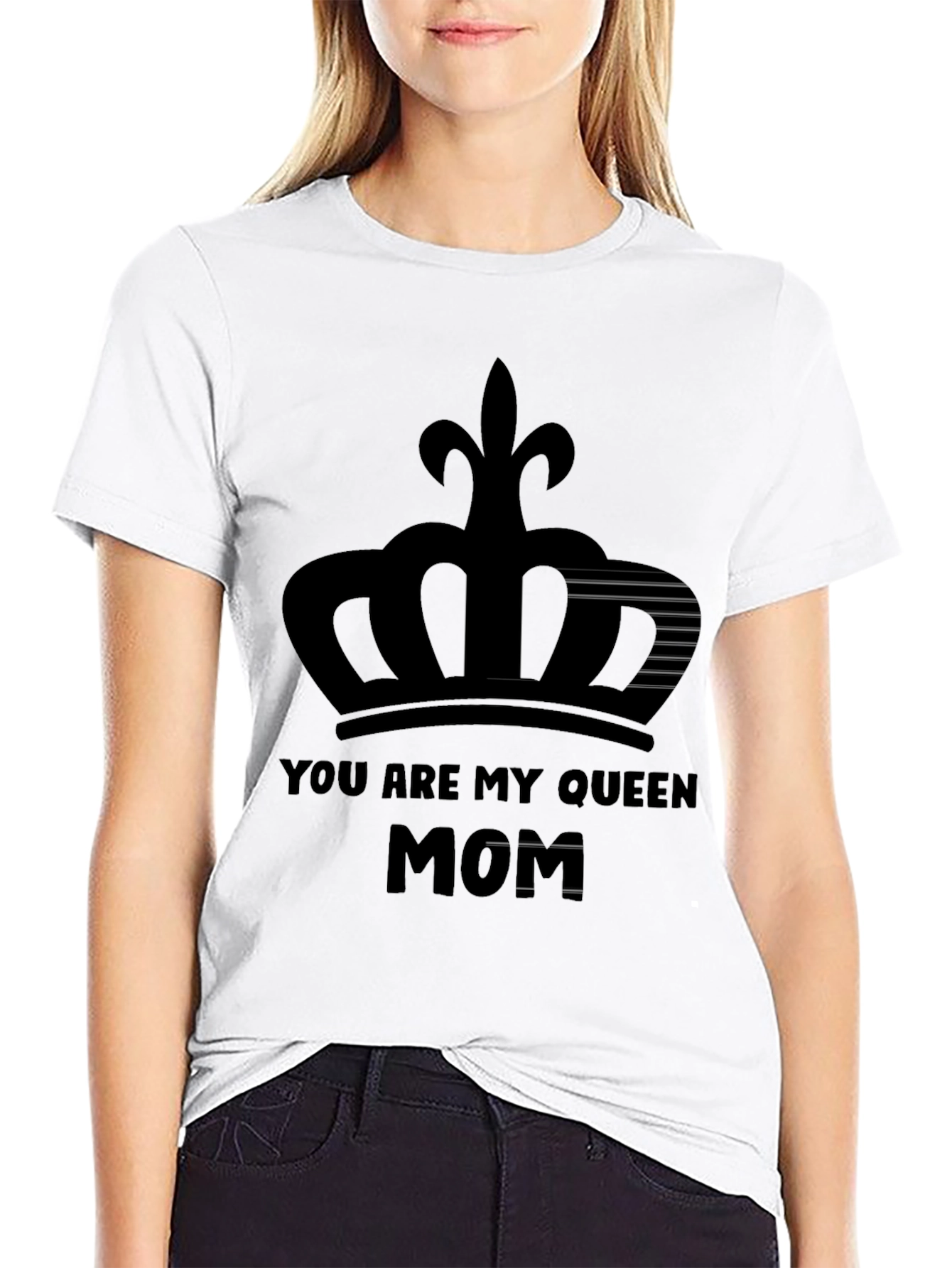 Black You Are My Queen Mom Black Graphic T-Shirt view 9