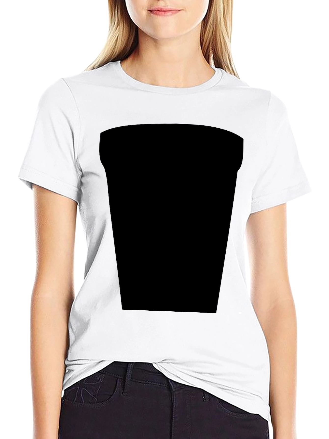 Black Black Casual Tee with Design Space view 9