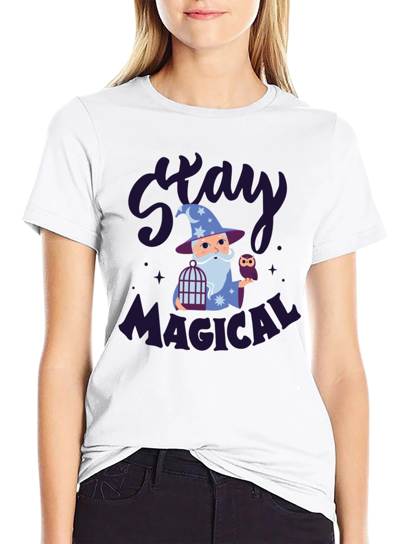Black Stay Magical Wizard Graphic Tee Shirt view 9