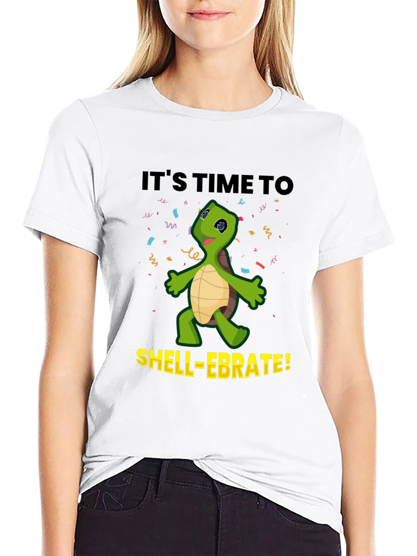 Black It's Time to Shell-ebrate! Fun Turtle T-Shirt view 9