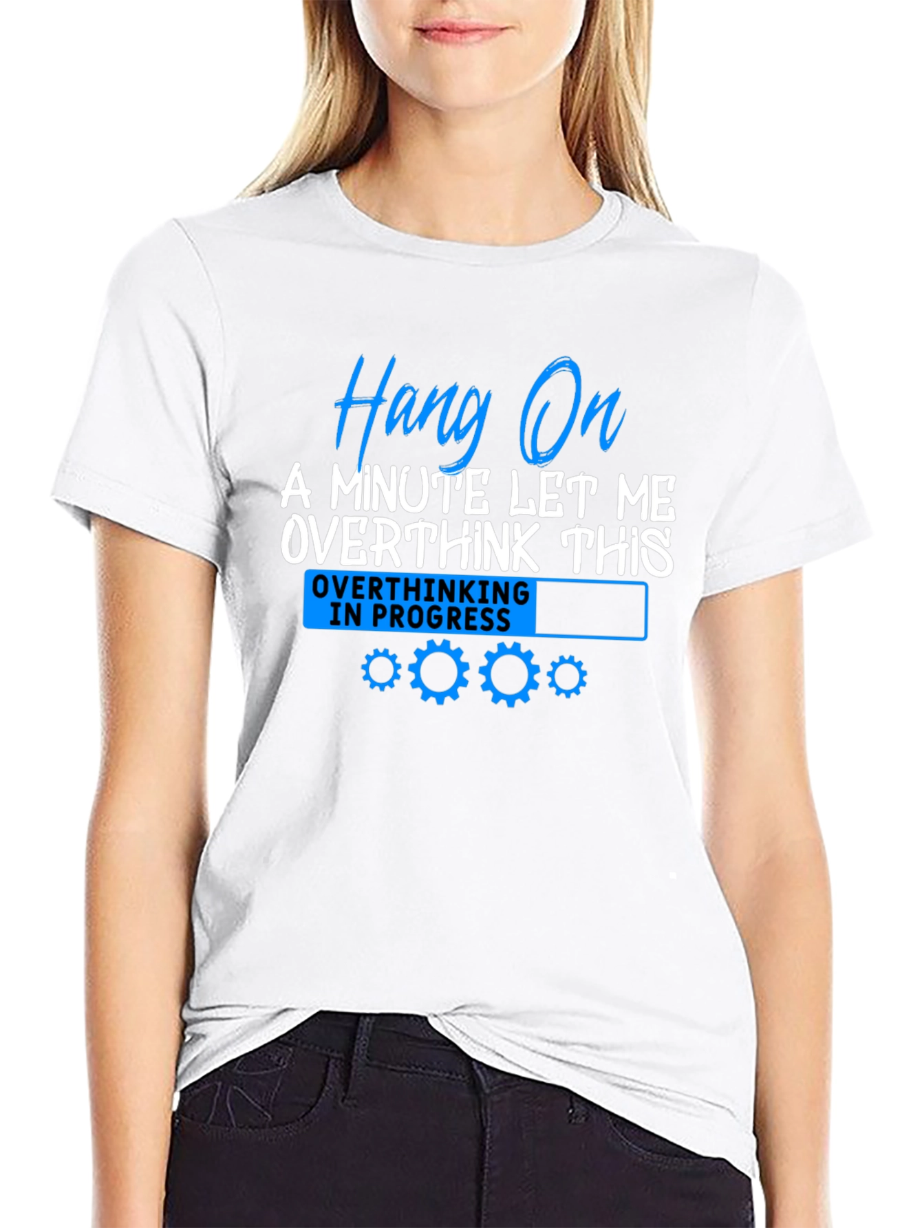 Black Overthinking in Progress T-Shirt - Hang On A Minute Tee view 9