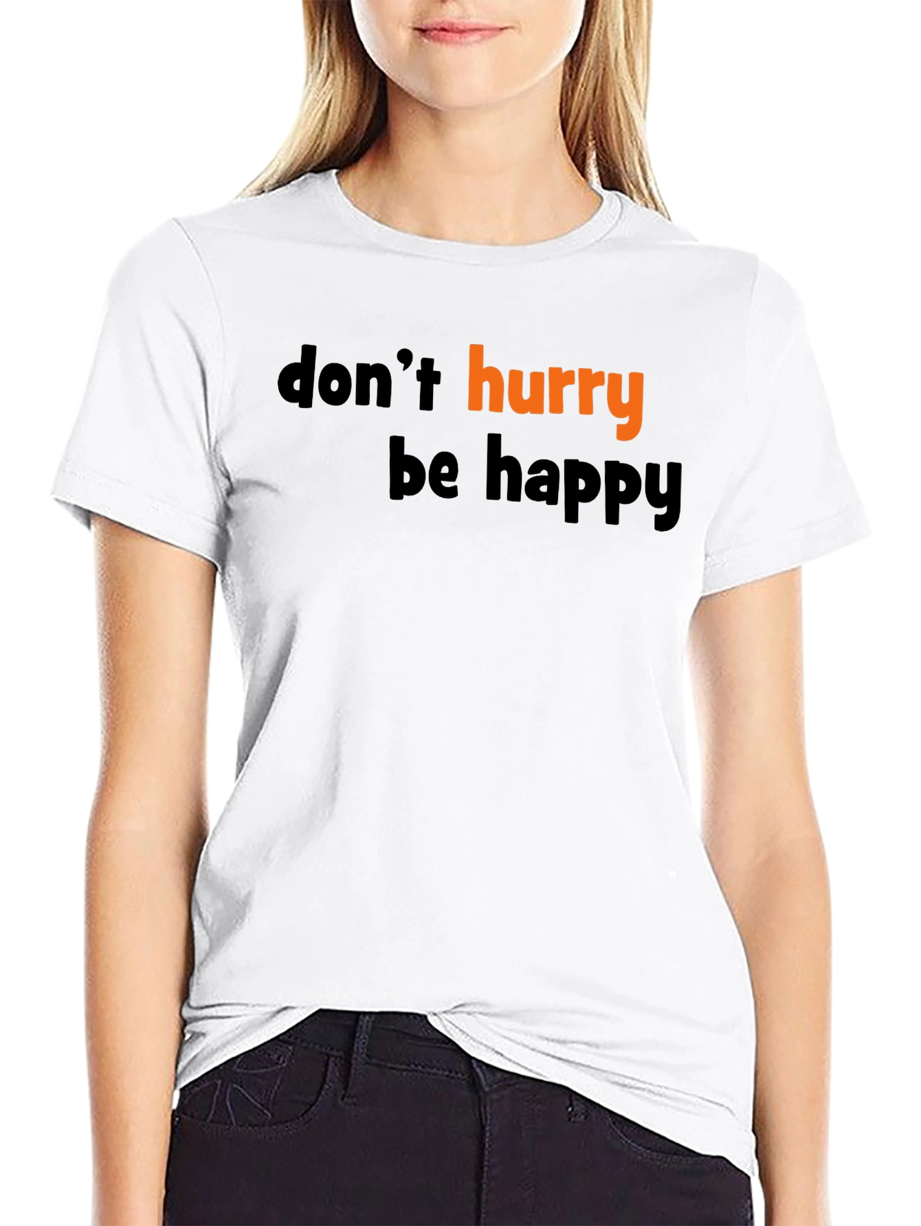 Black Don't Hurry Be Happy Graphic Tee view 9