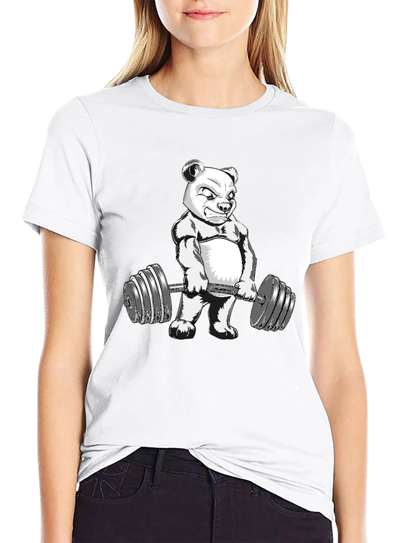 Black Bear Lifting Weights Graphic Tee view 9