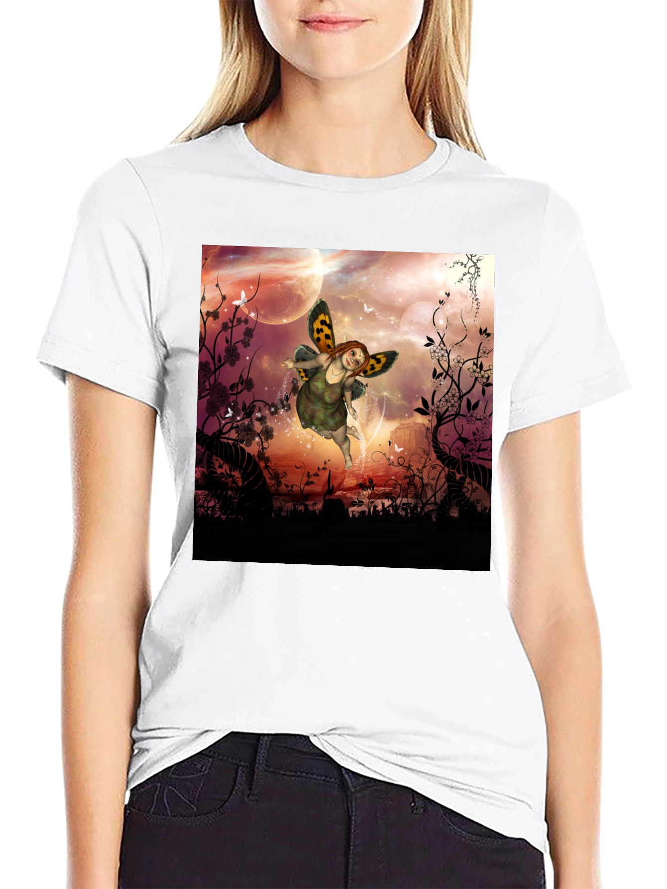 Black Fairy Fantasy Graphic Tee - Unique Design view 9