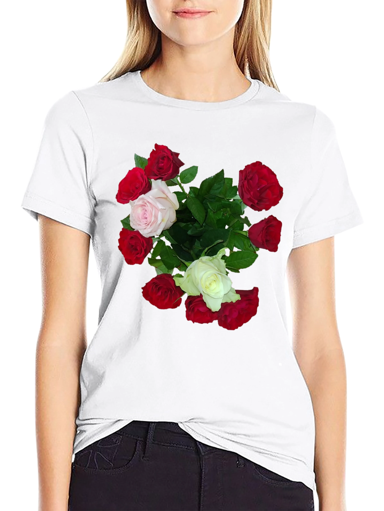 Black Floral Bouquet Graphic Tee - Classic Fit Black T-Shirt view 9