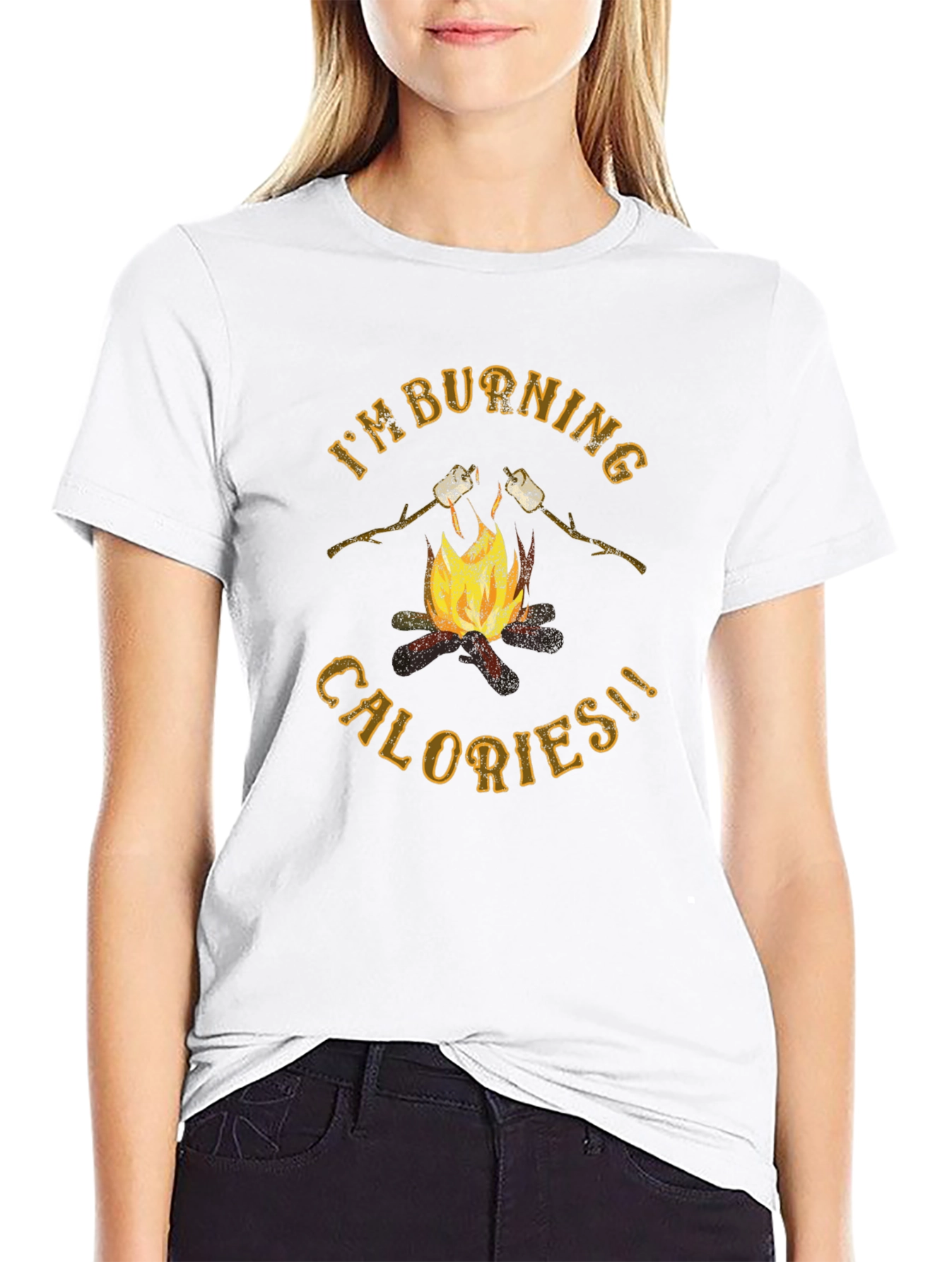 Burning Calories Marshmallow Campfire Graphic Tee - 9