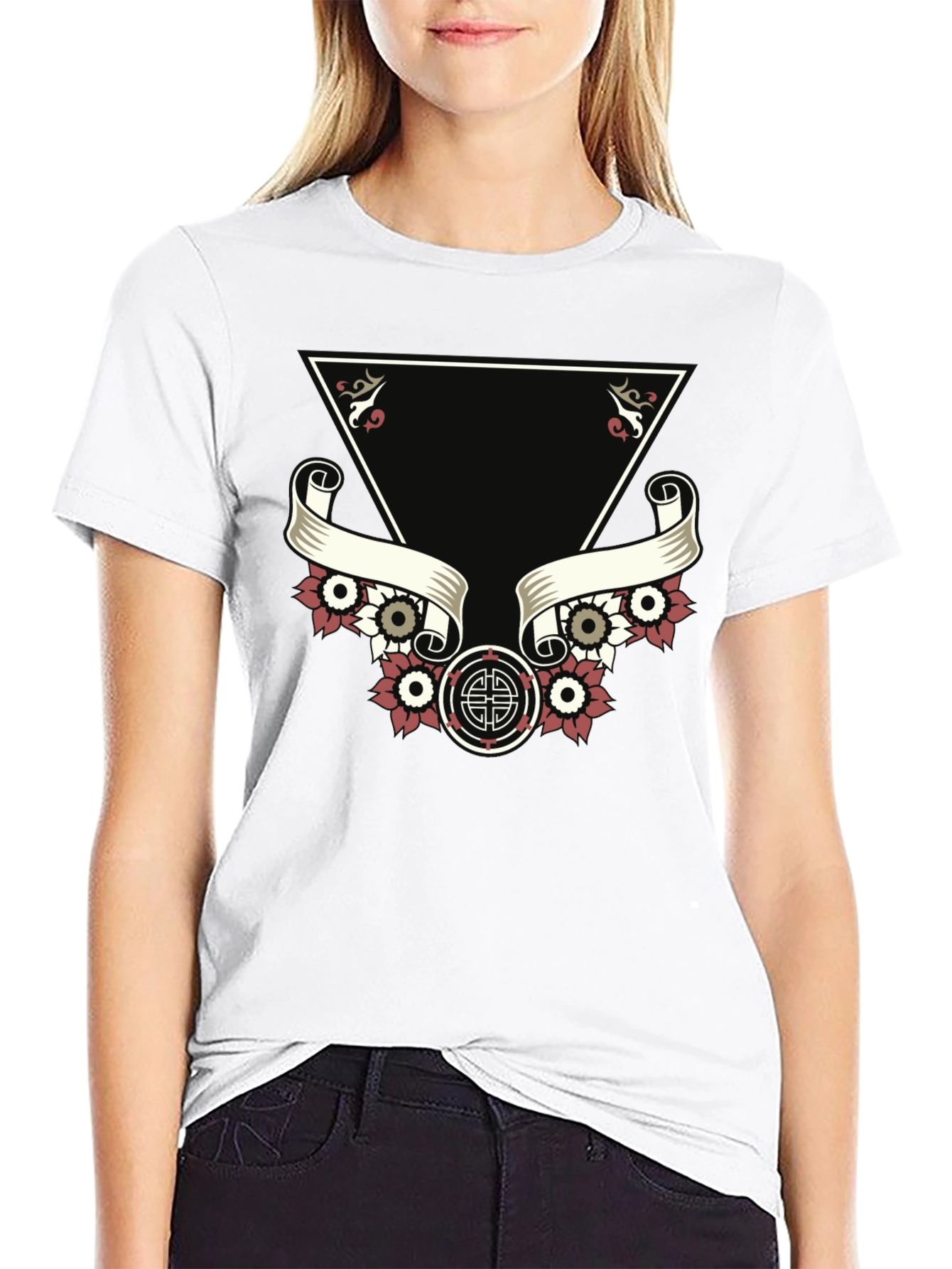 Black Stylish Black Tee with Unique Tattoo-Inspired Graphic view 9