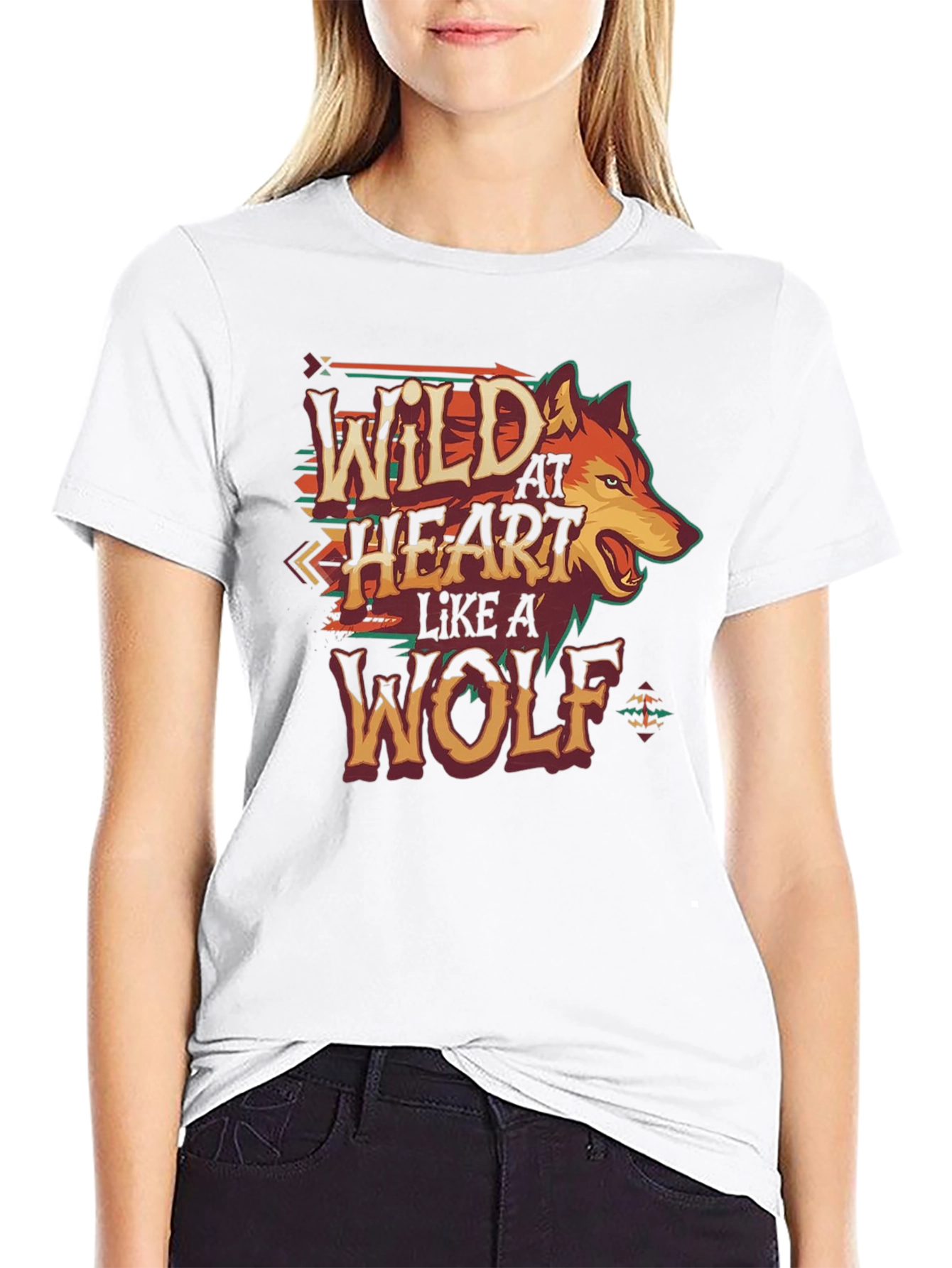 Black Wild at Heart Wolf Graphic T-Shirt view 9