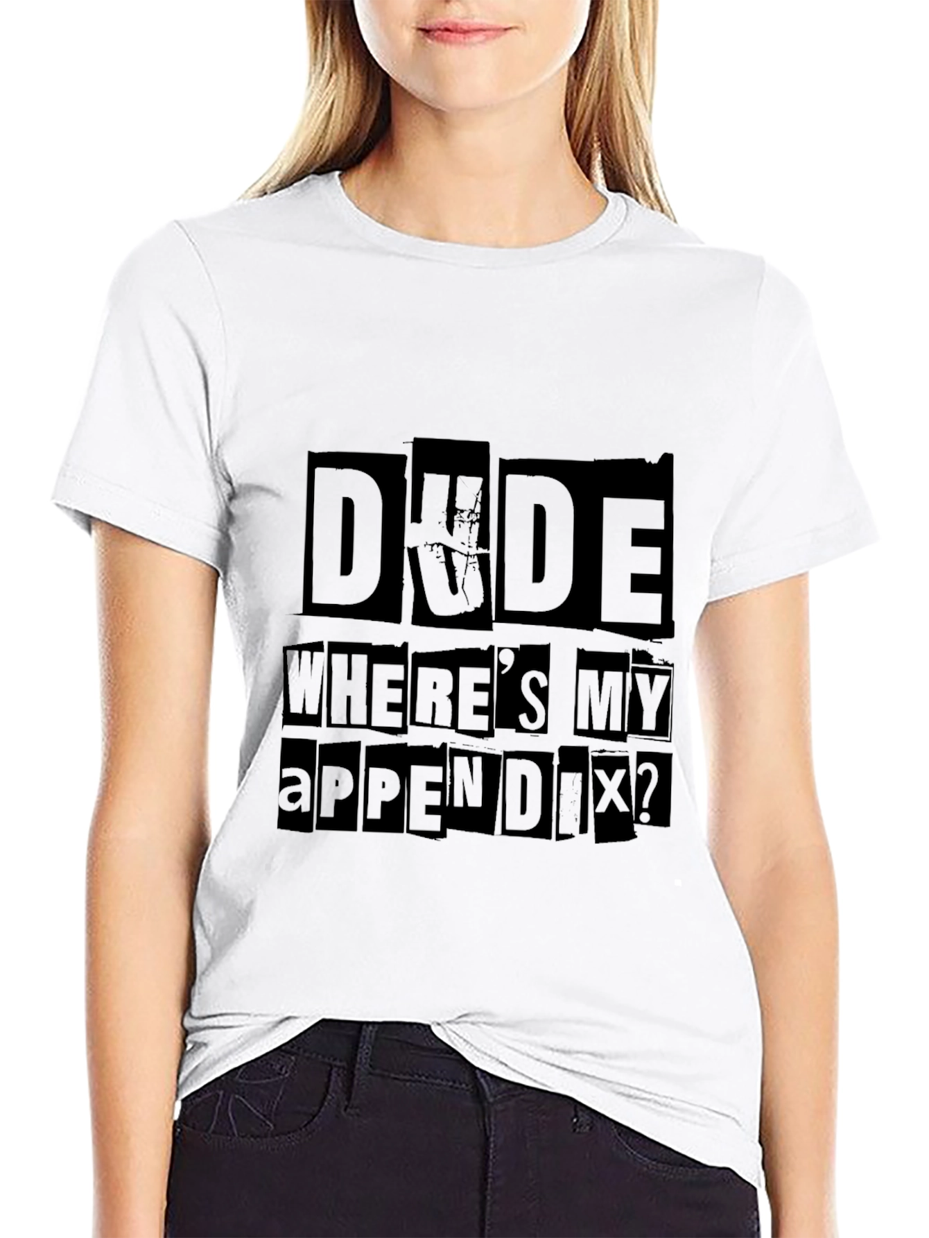 Black Dude Where's My Appendix Funny Graphic Tee view 9