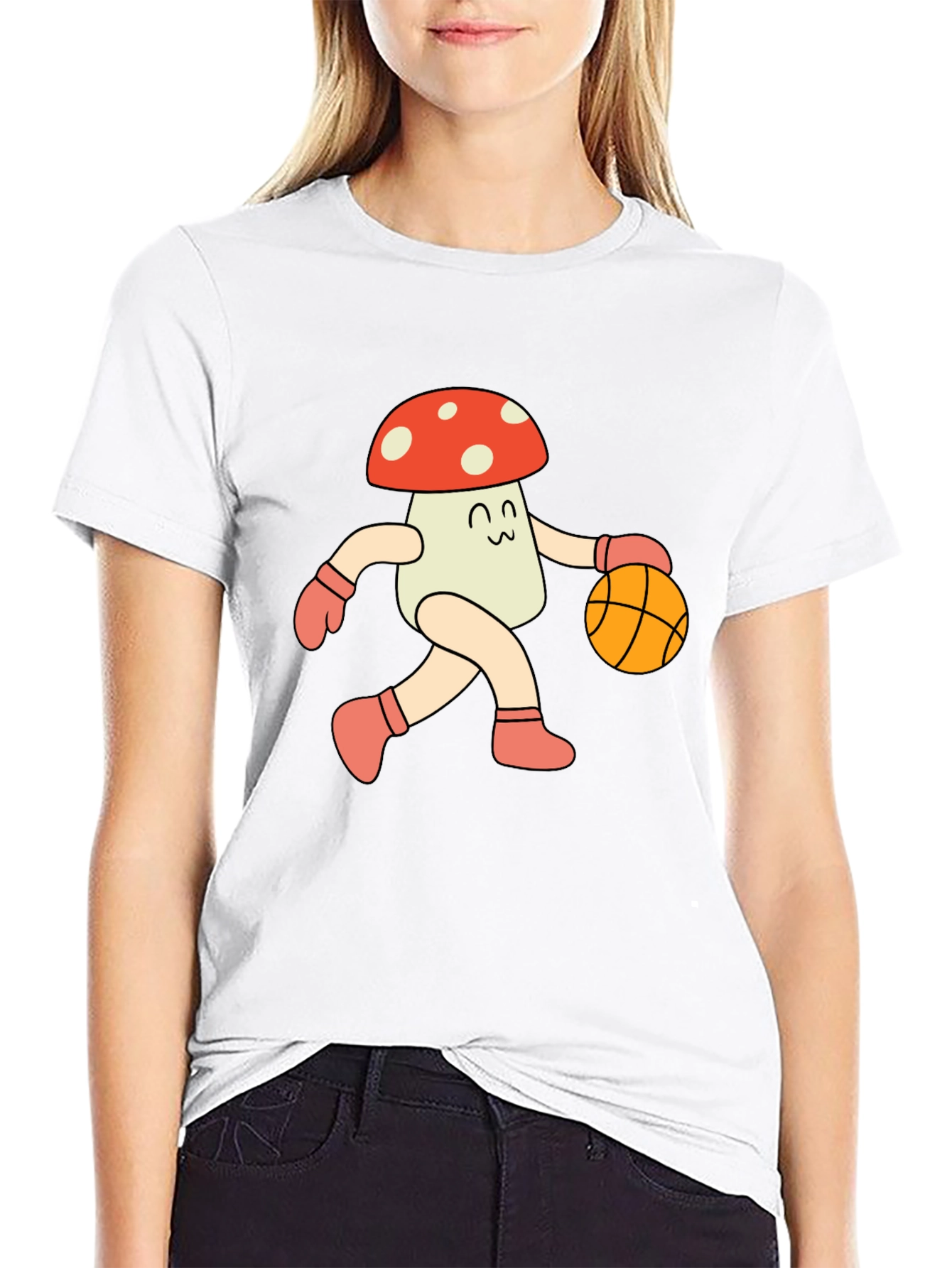 Black Mushroom Basketball T-Shirt - Cool Graphic Tee view 9