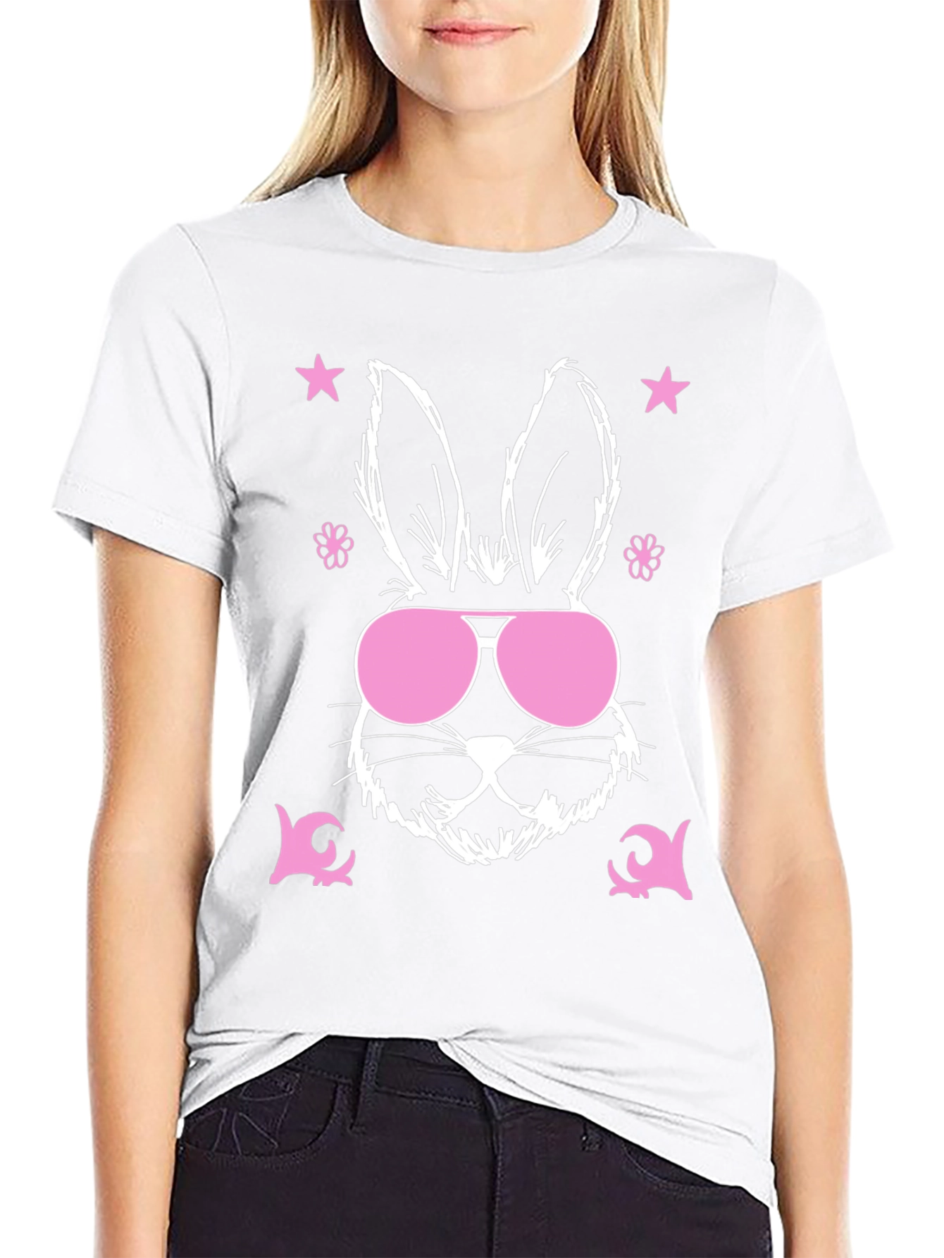Black Cool Bunny Graphic Tee - Easter Vibes view 9