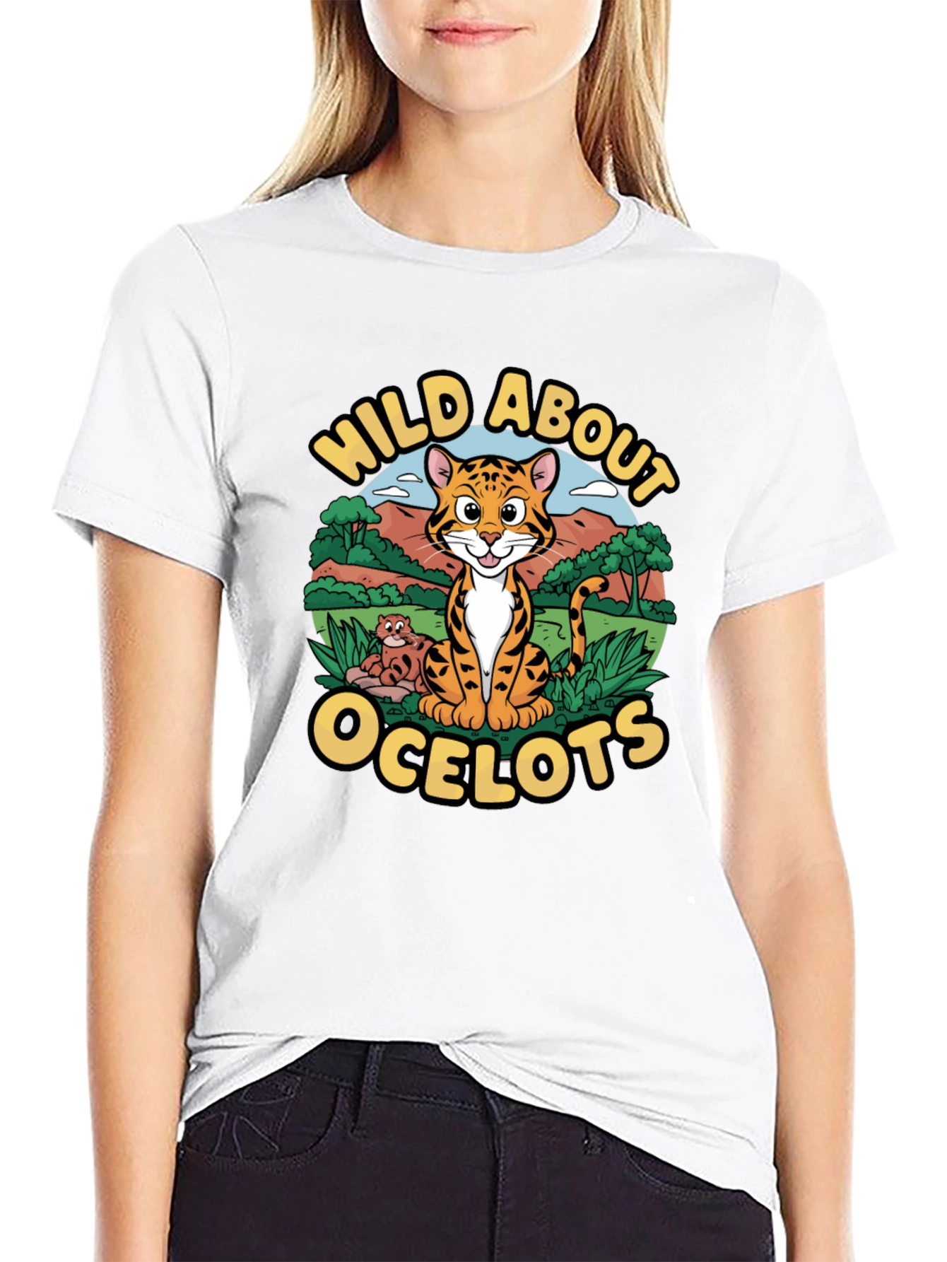 Black Wild About Ocelots Graphic T-Shirt view 9