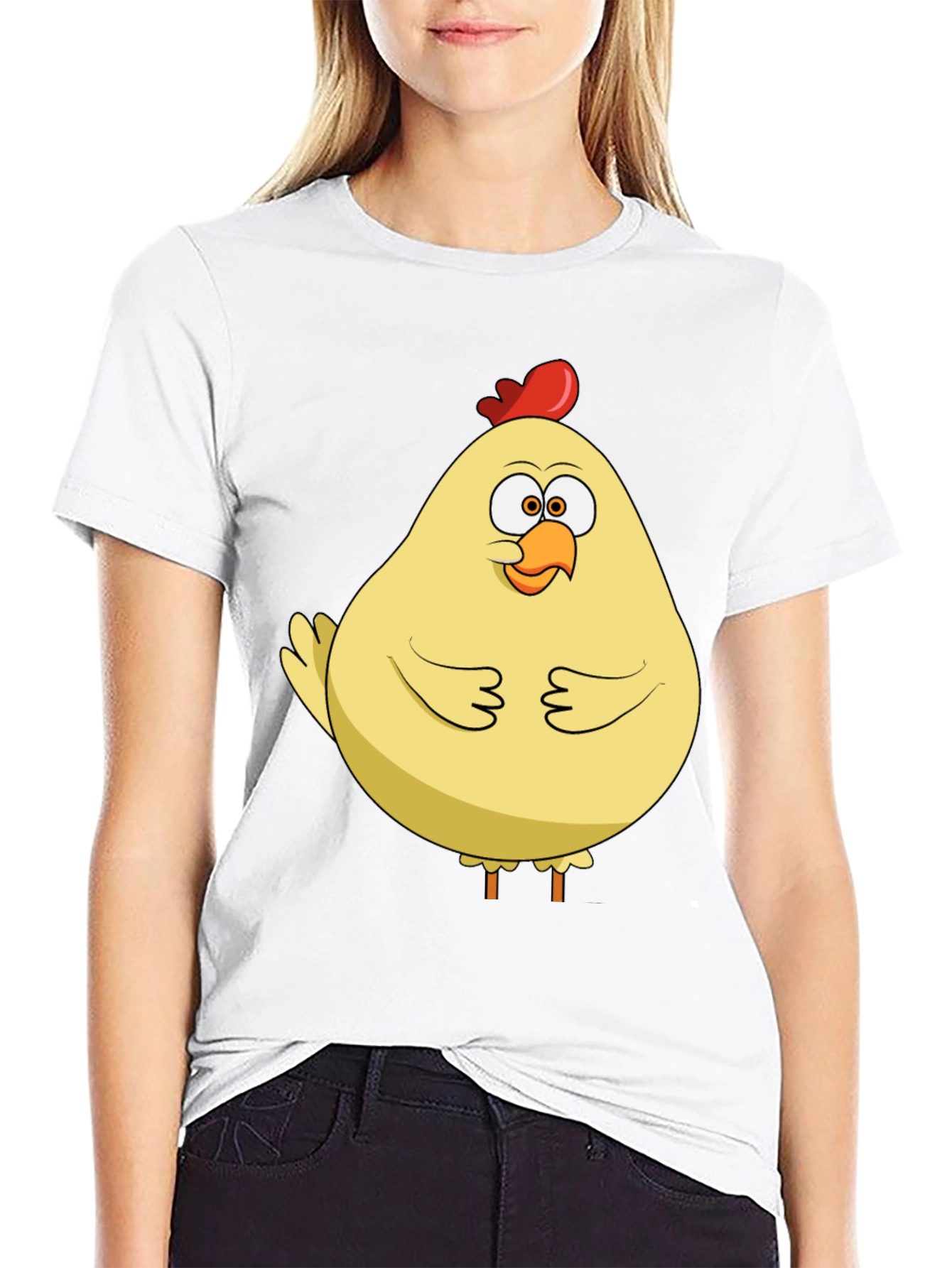 Black Funny Chicken T-Shirt - Quirky Cartoon Bird Tee view 9