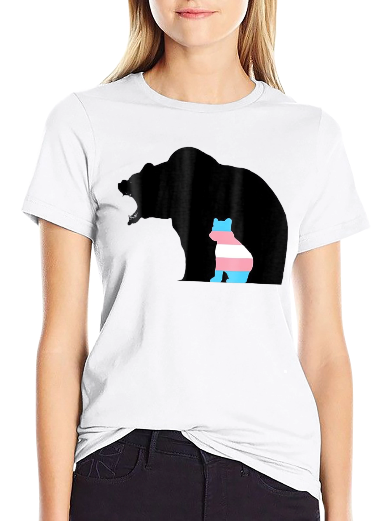 Black Transgender Pride Bear Graphic T-Shirt view 9