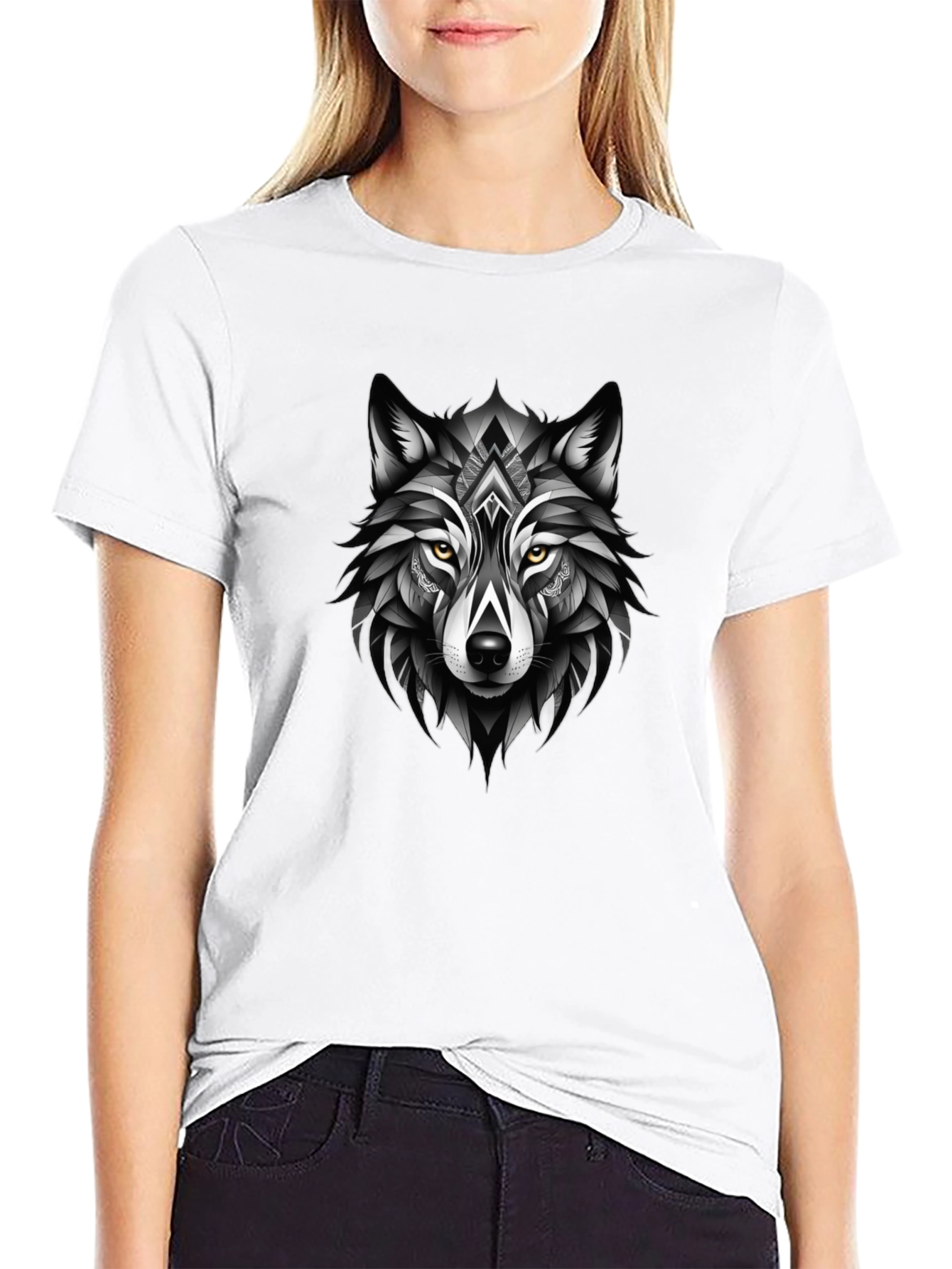 Black Black Wolf Graphic Tee - Modern Animal Design view 9