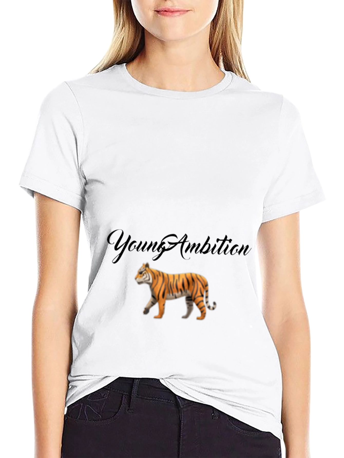 Black Young Ambition Tiger Graphic Black T-Shirt view 9