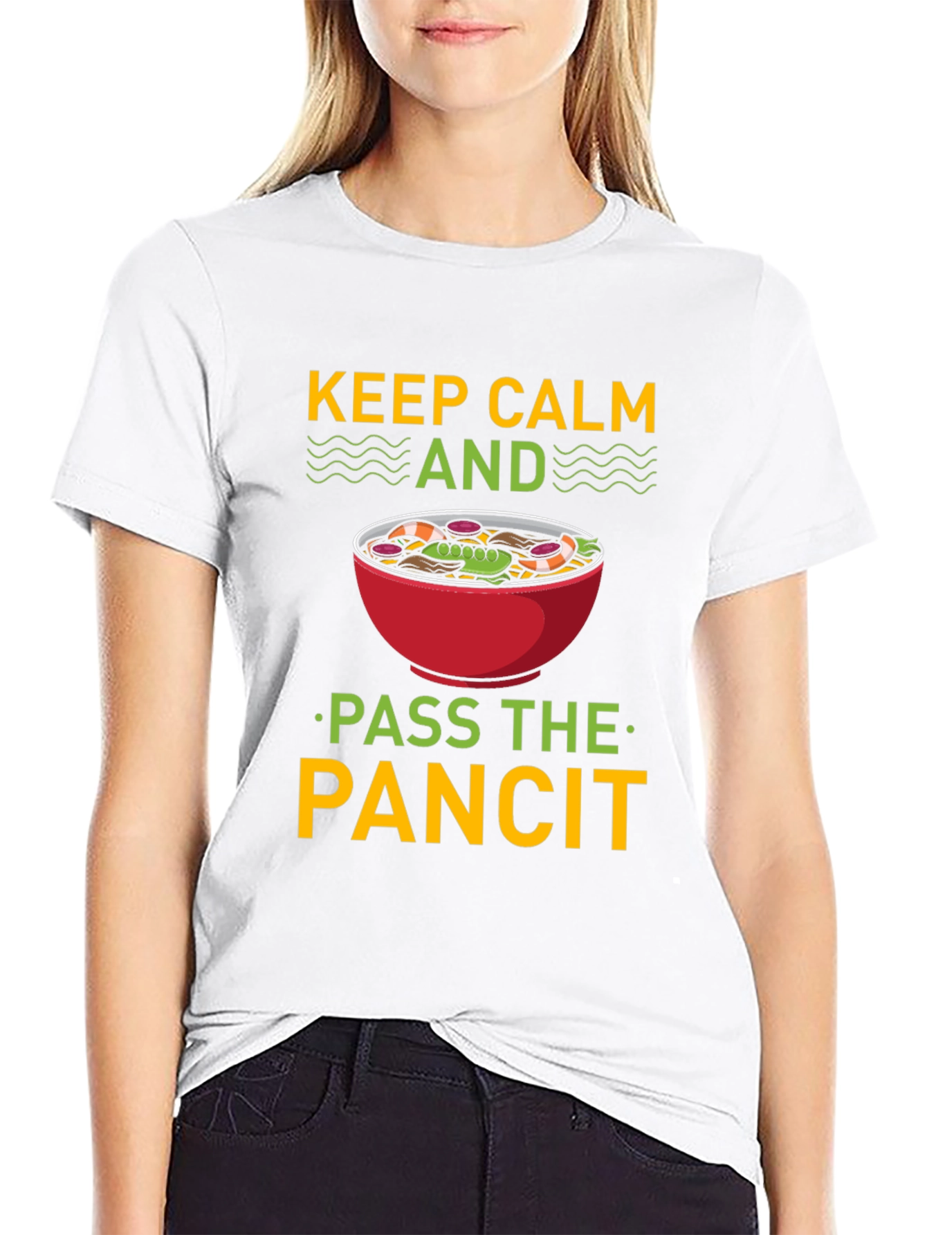 Black Keep Calm and Pass the Pancit T-Shirt view 9