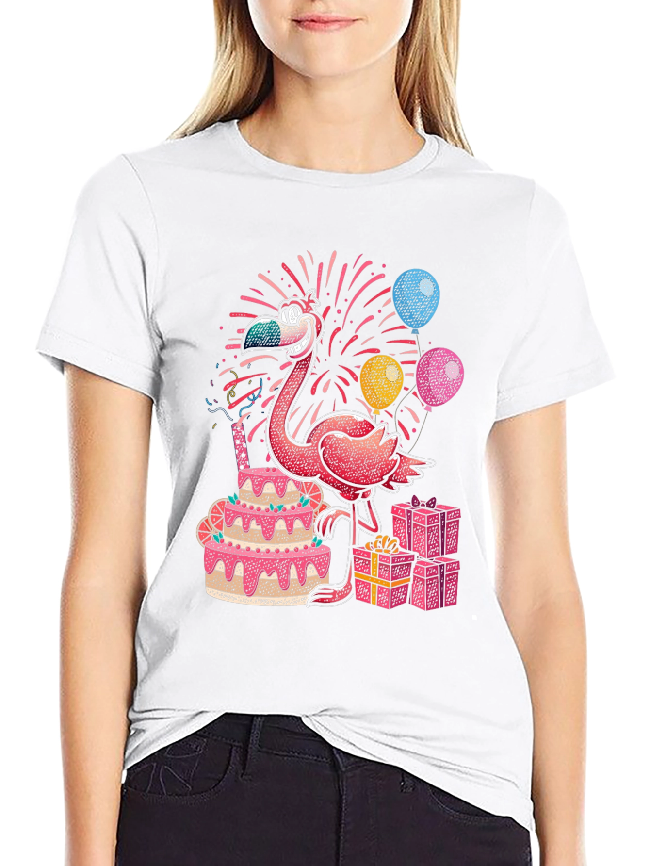 Black Flamingo Birthday Party T-Shirt view 9