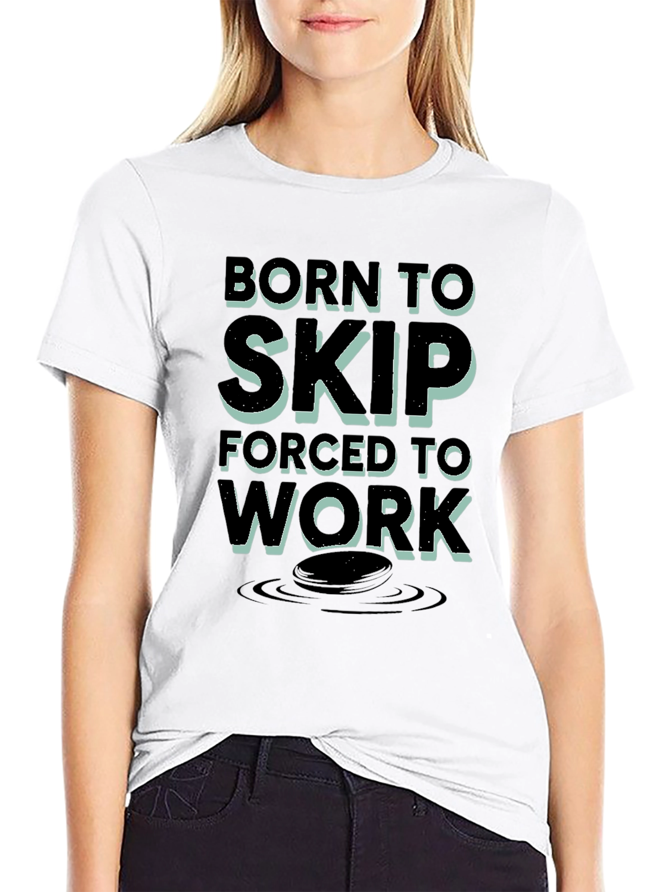 Black Born to Skip, Forced to Work T-Shirt view 9